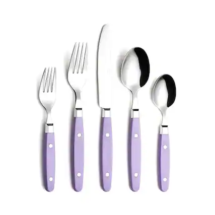 Front. Furno Fusion - Flatware Set With Rivet Lilac Handle - Lilac.