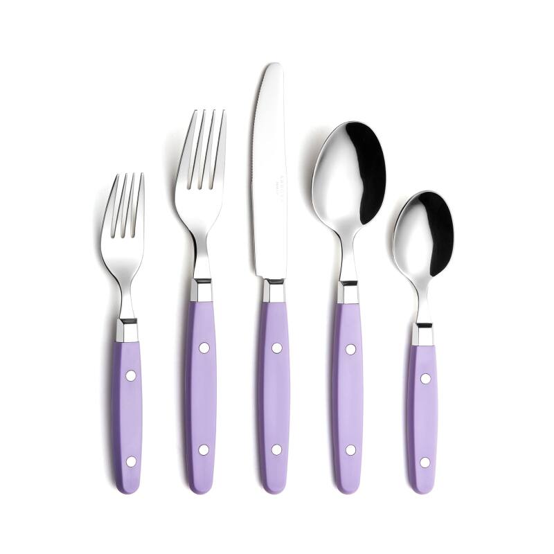 Front. Furno Fusion - Flatware Set With Rivet Lilac Handle - Lilac.