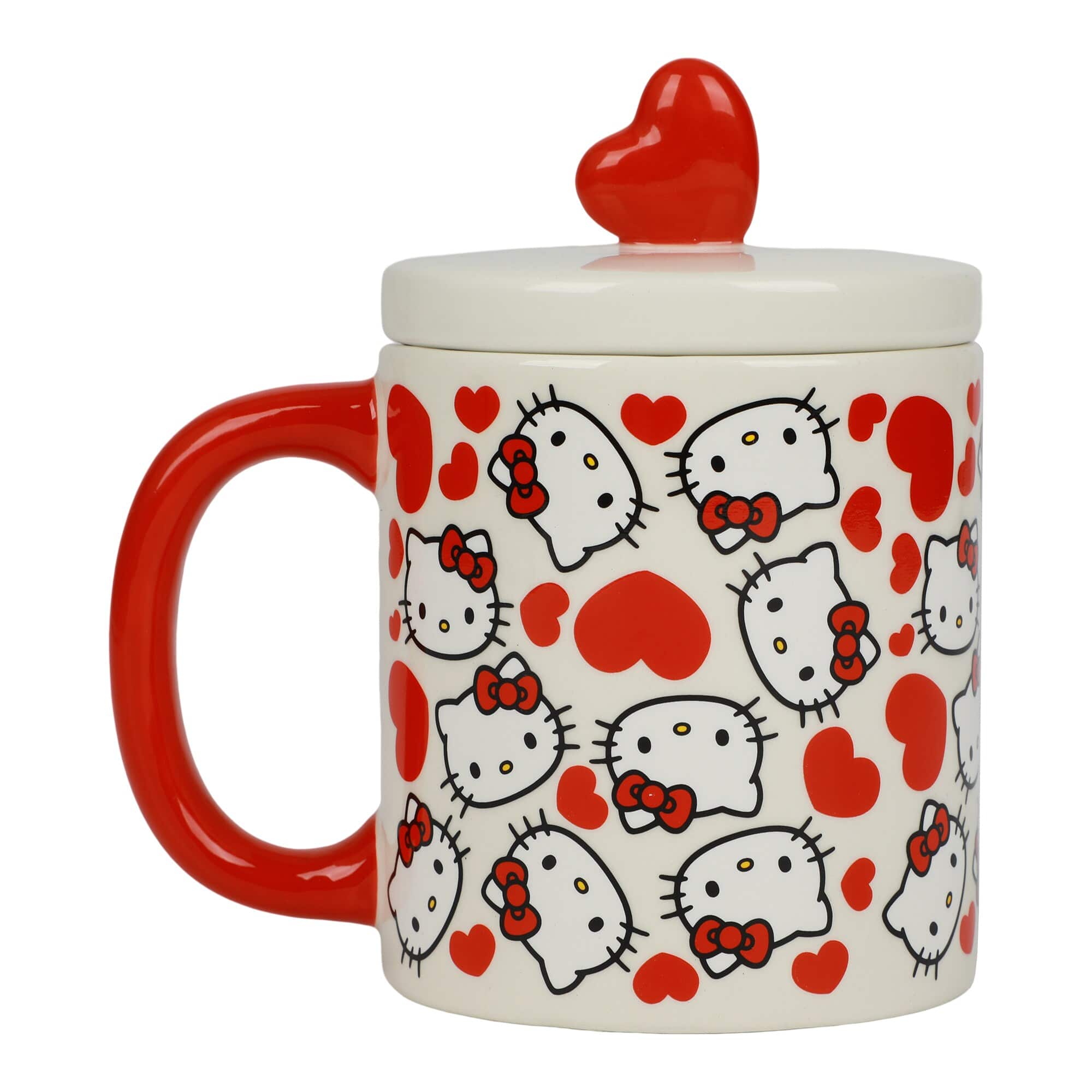 Bioworld - Hello Kitty Valentine-s Day 16oz. Sculpted Ceramic Mug with Lid - Multicolor