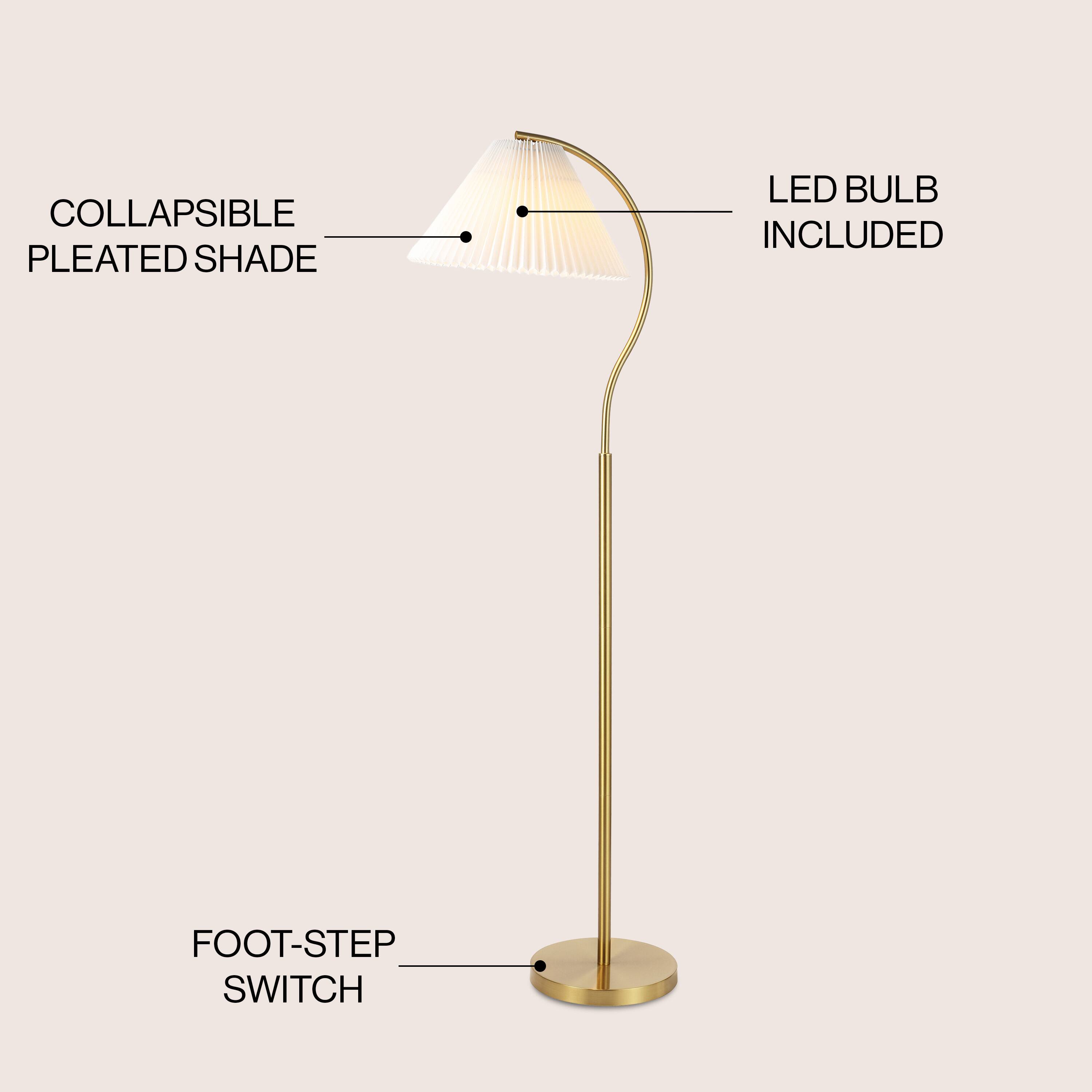 COLLAPSIBLE PLEATED SHADE  
LED BULB INCLUDED  
FOOT-STEP SWITCH