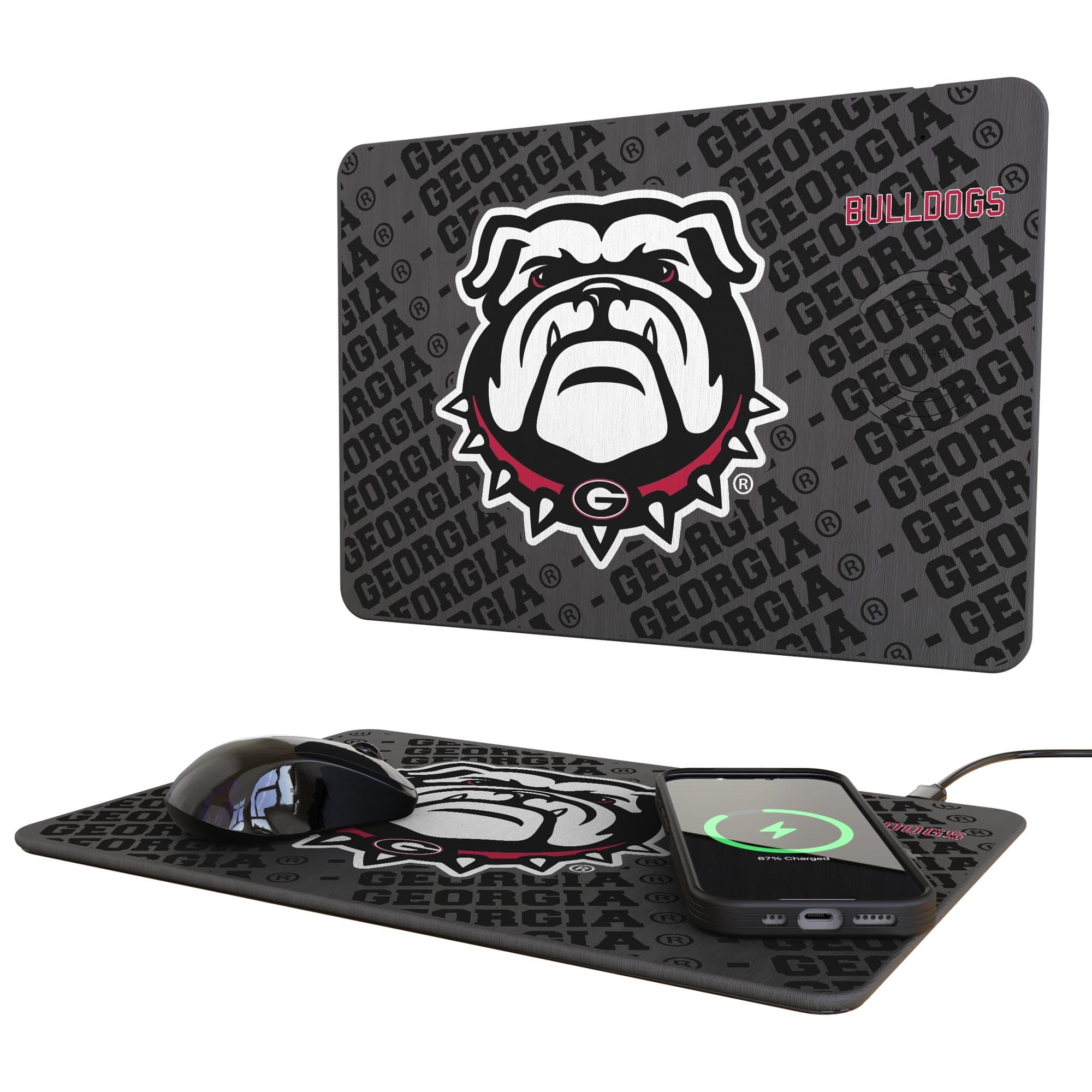 Keyscaper - Georgia Bulldogs 15W Fast Wireless Charger and Mouse Pad - Multicolor