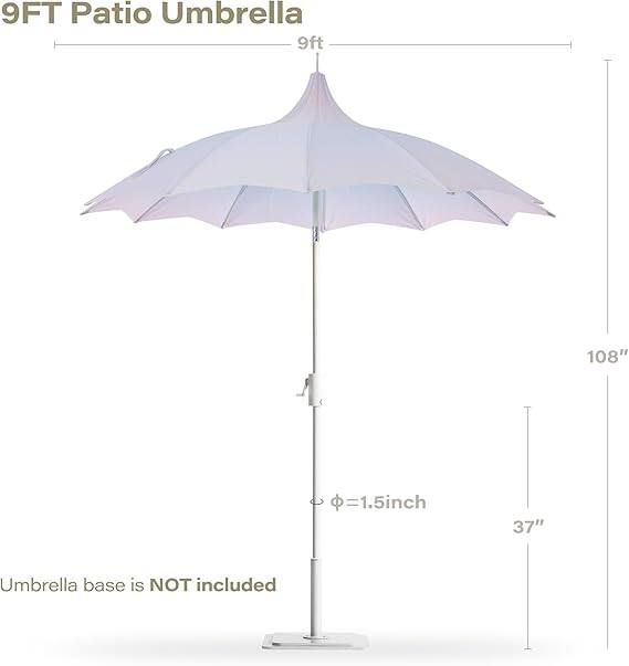 9FT Patio Umbrella

9 ft

108"

Ø = 1.5 inch

37"

Umbrella base is NOT included