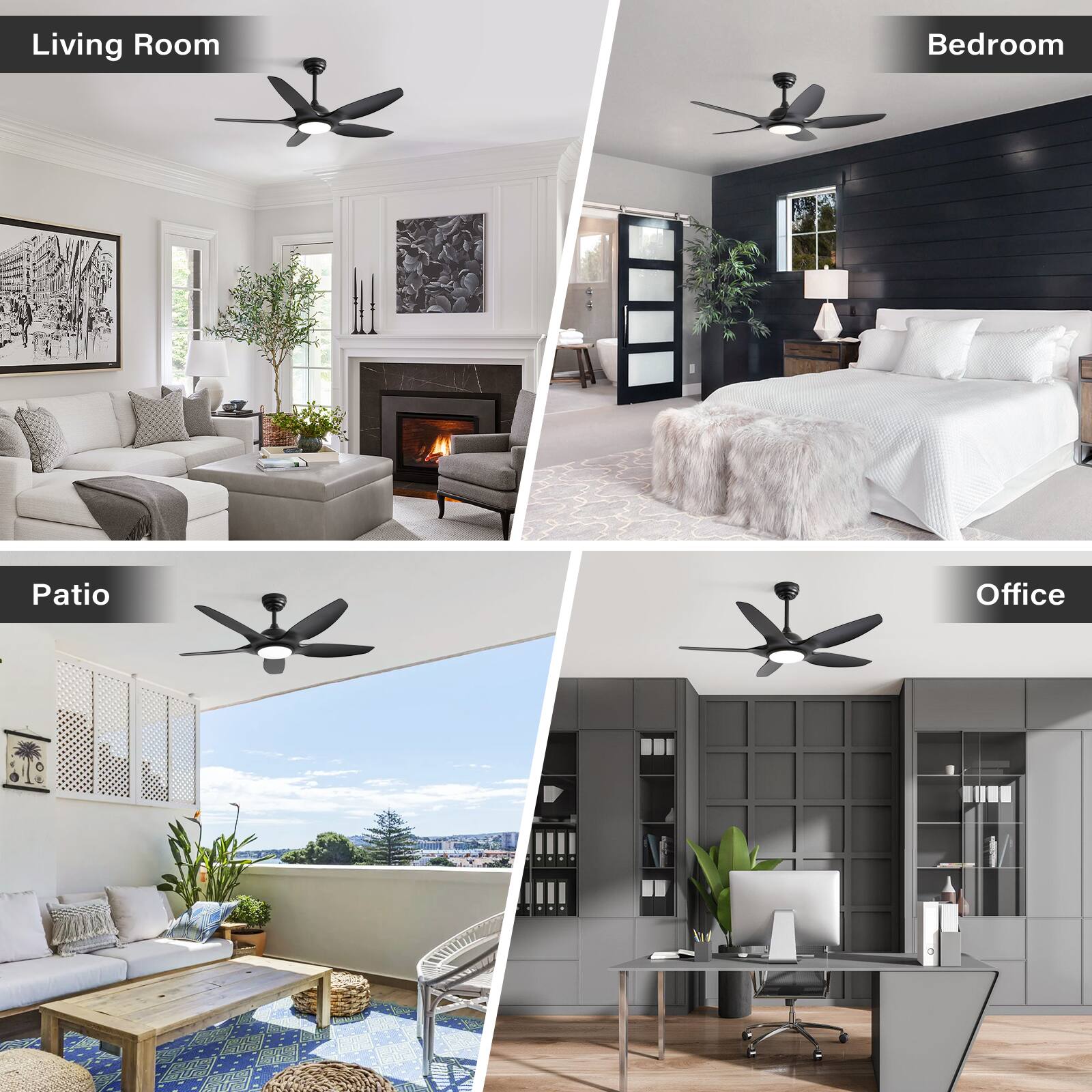 Living Room  
Bedroom  
Patio  
Office