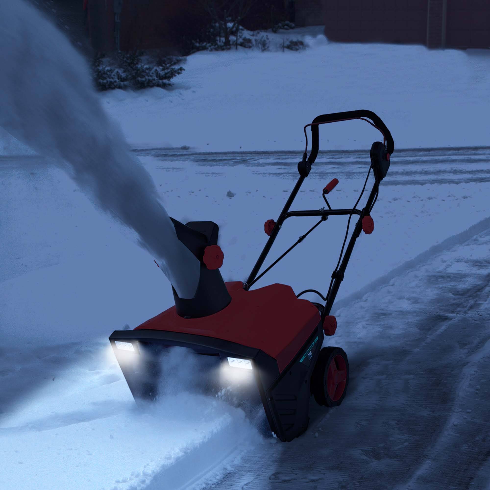 Left. Costway - 20'' Electric Snow Thrower 120V 15Amp Snow Blower with 180° Rotatable Chute 2 Lights - Red.