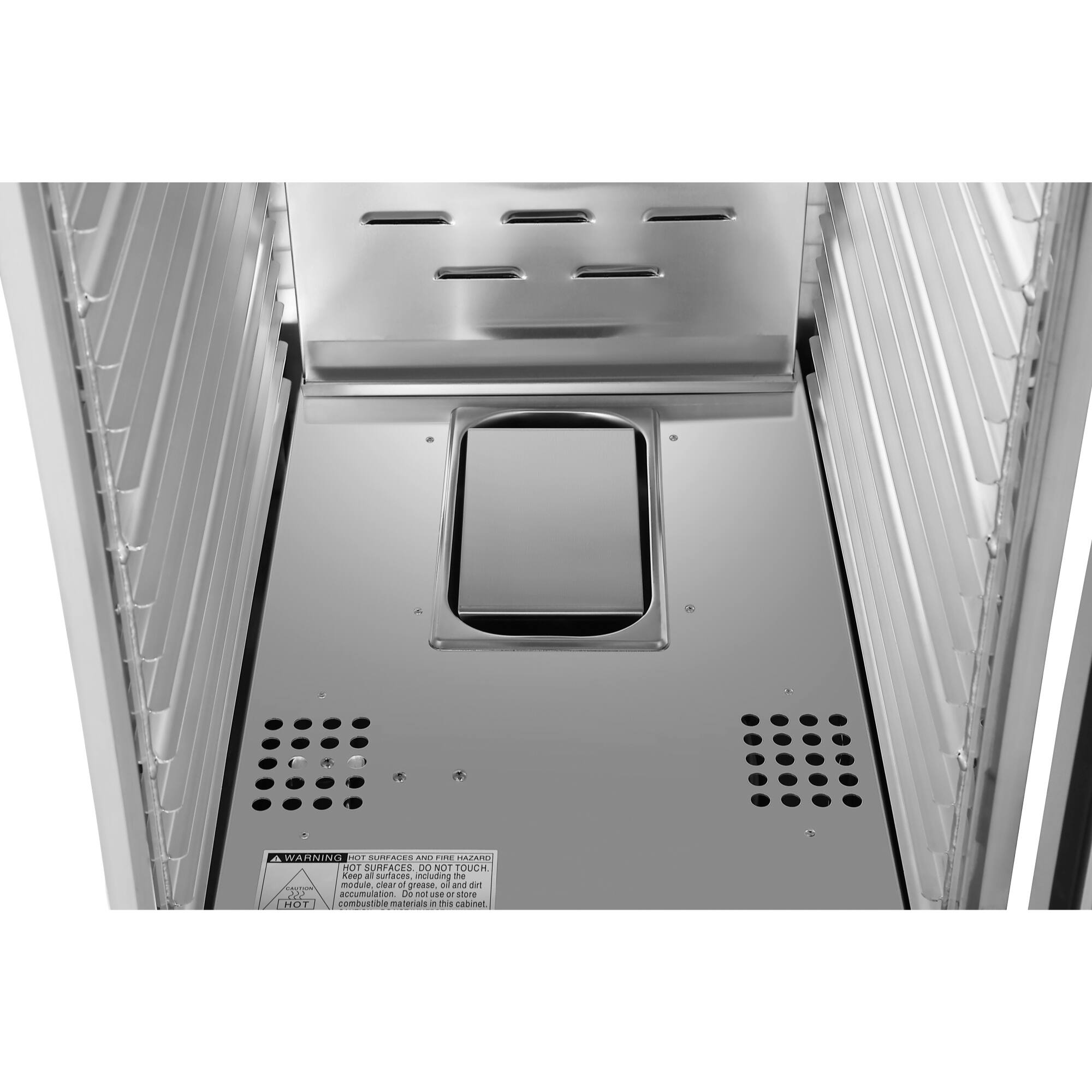 4 WARNING HOT SURFACES AND FIRE HAZARD  
Keep all surfaces, including the module, clean and free of accumulation of combustible materials in the cabinet.