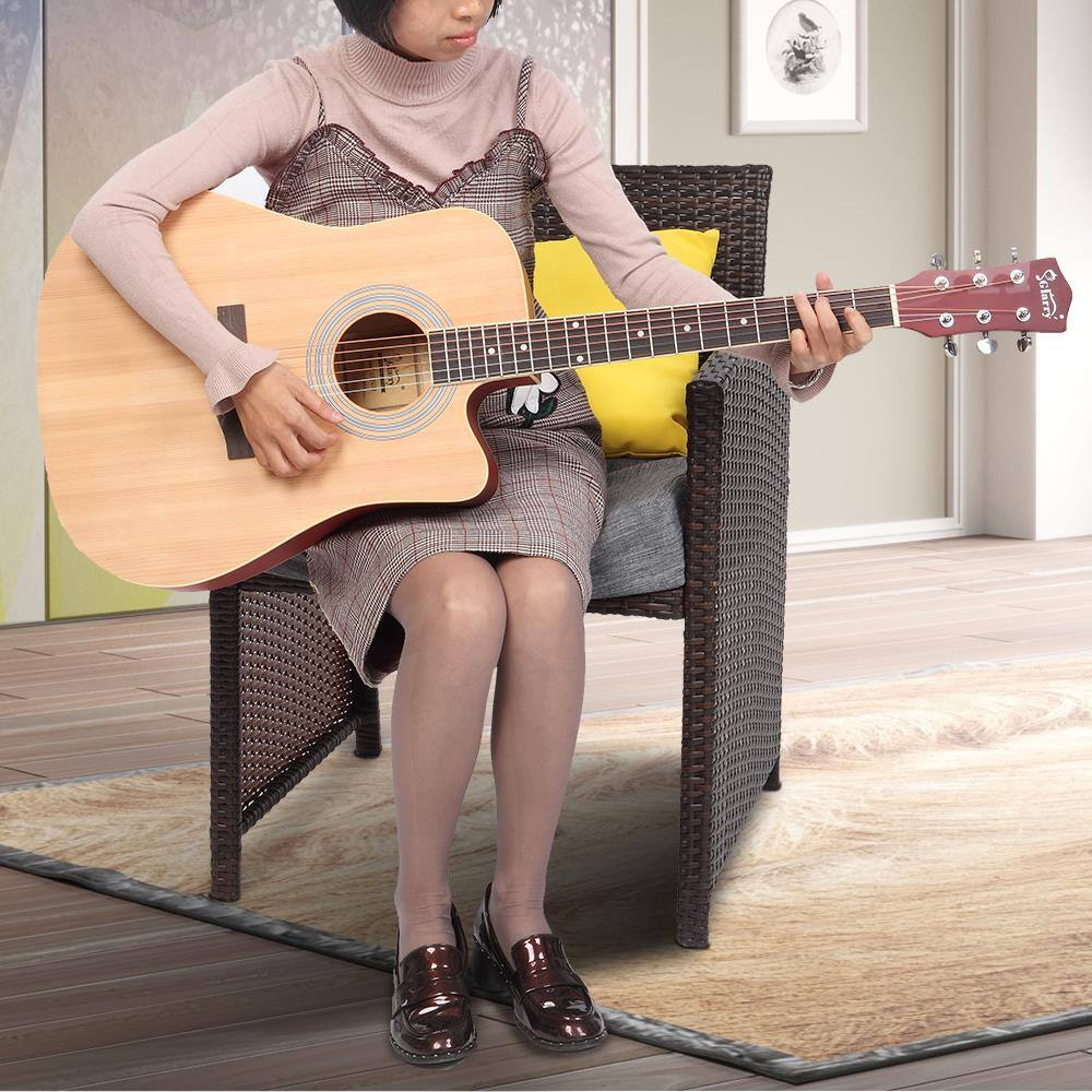 Left. Winado - 41'' Full Size Folk Guitar, Notch Spruce Panel Matte Edging Acoustic Cutaway Guitar Kit Set.