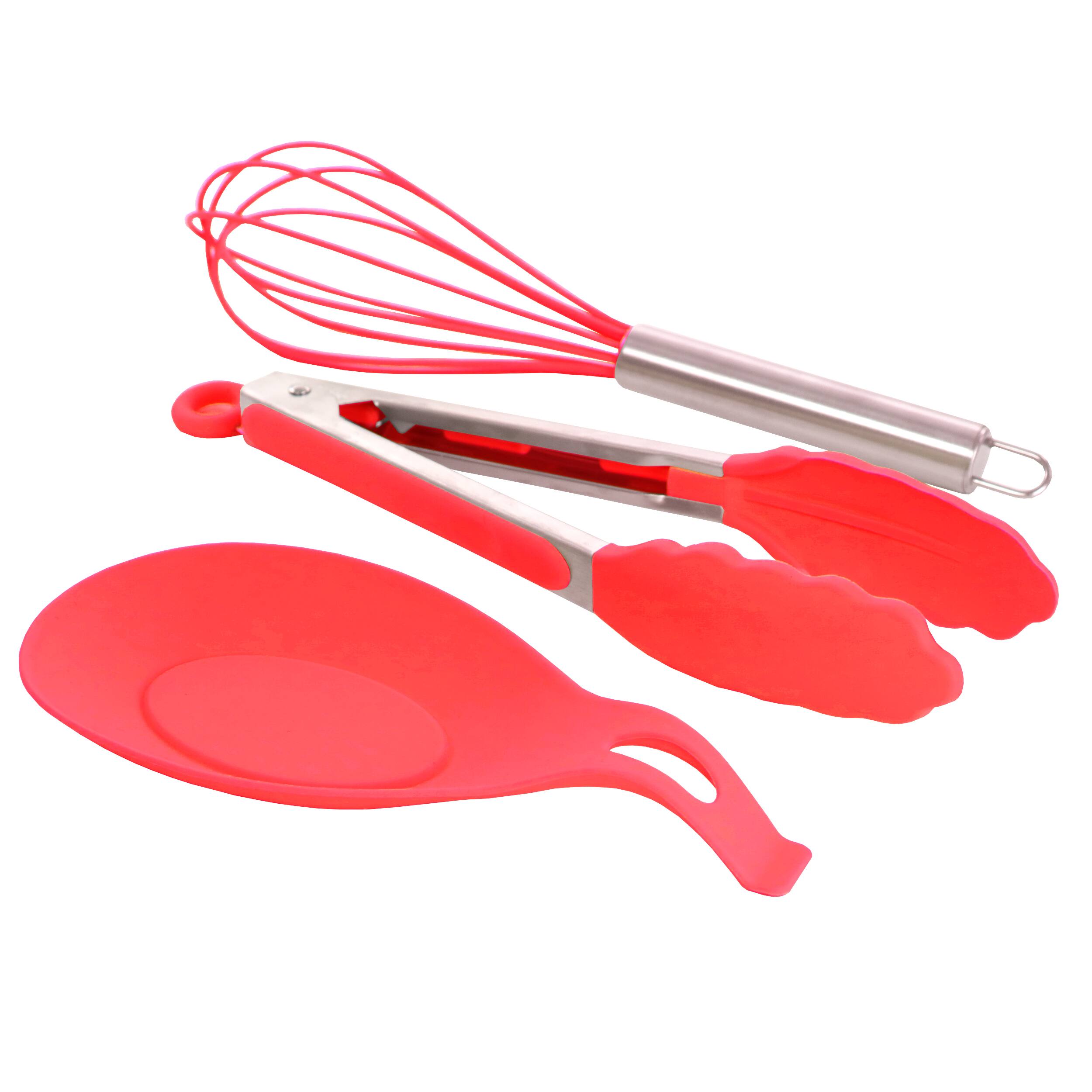 Alt View 2. MegaChef - MegaChef Red Silicone Cooking Utensils, Set of 12 - Red.