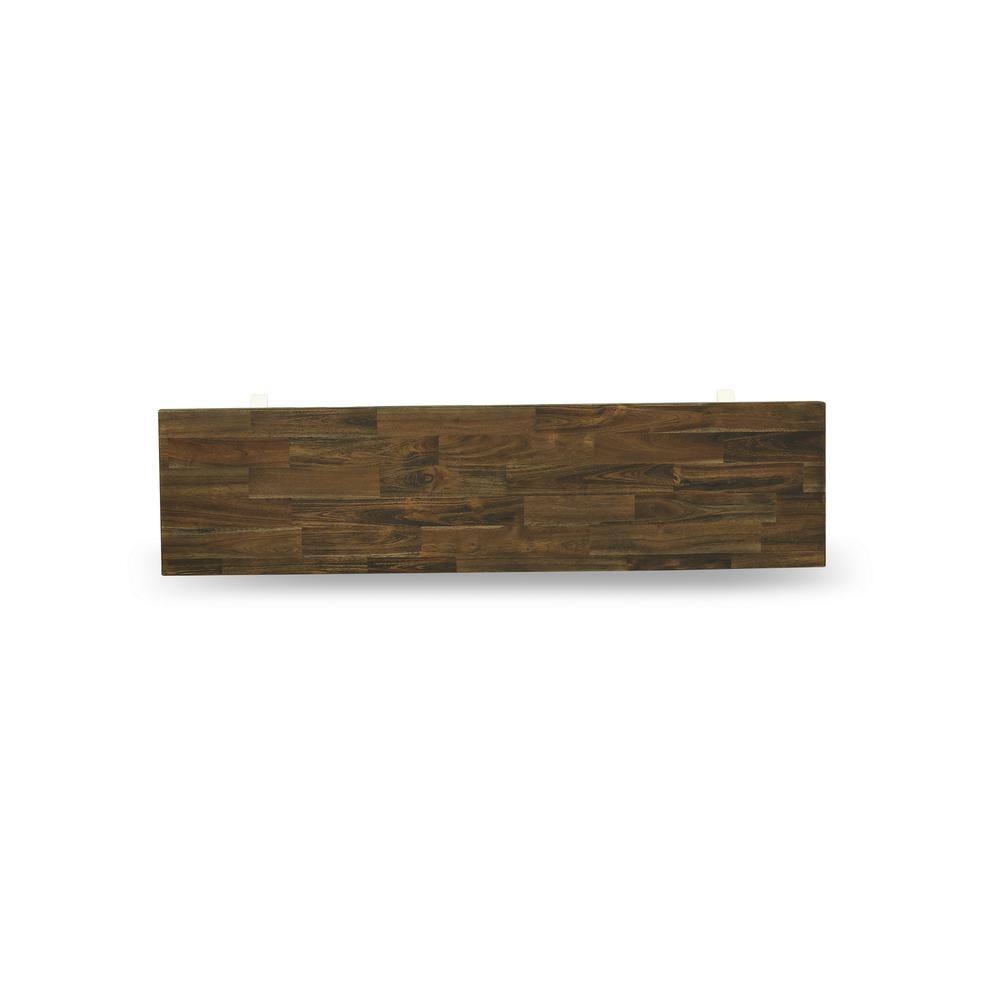 Left. East West Furniture - V-Style Modern Dining Table Bench with Wood Seat - Brown.