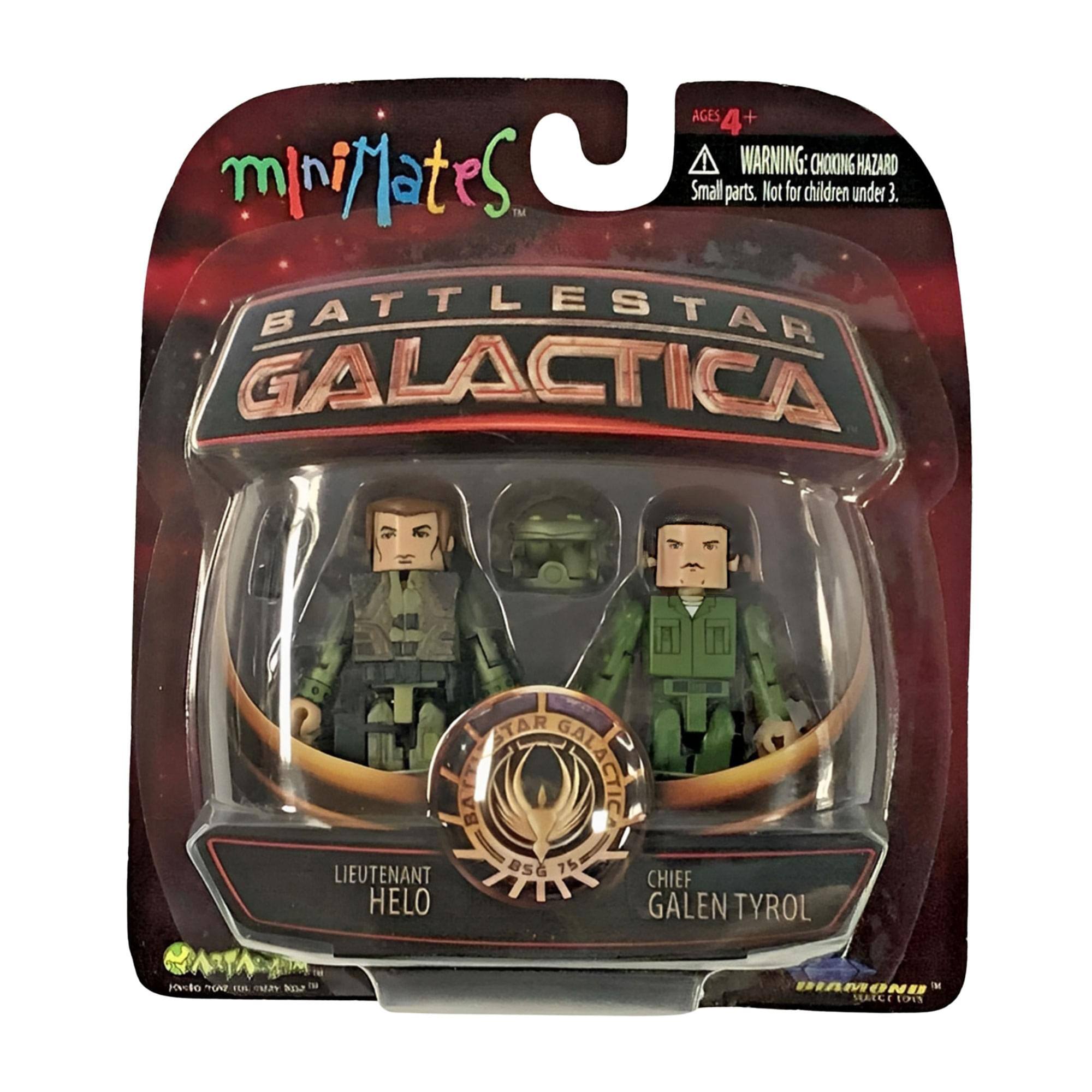 AGES 4+  
WARNING: CHOKING HAZARD miniMates™ Small parts. Not for children under 3.  
BATTLESTAR GALACTICA  
LIEUTENANT HELIO  
CHIEF GALLEN TYROL