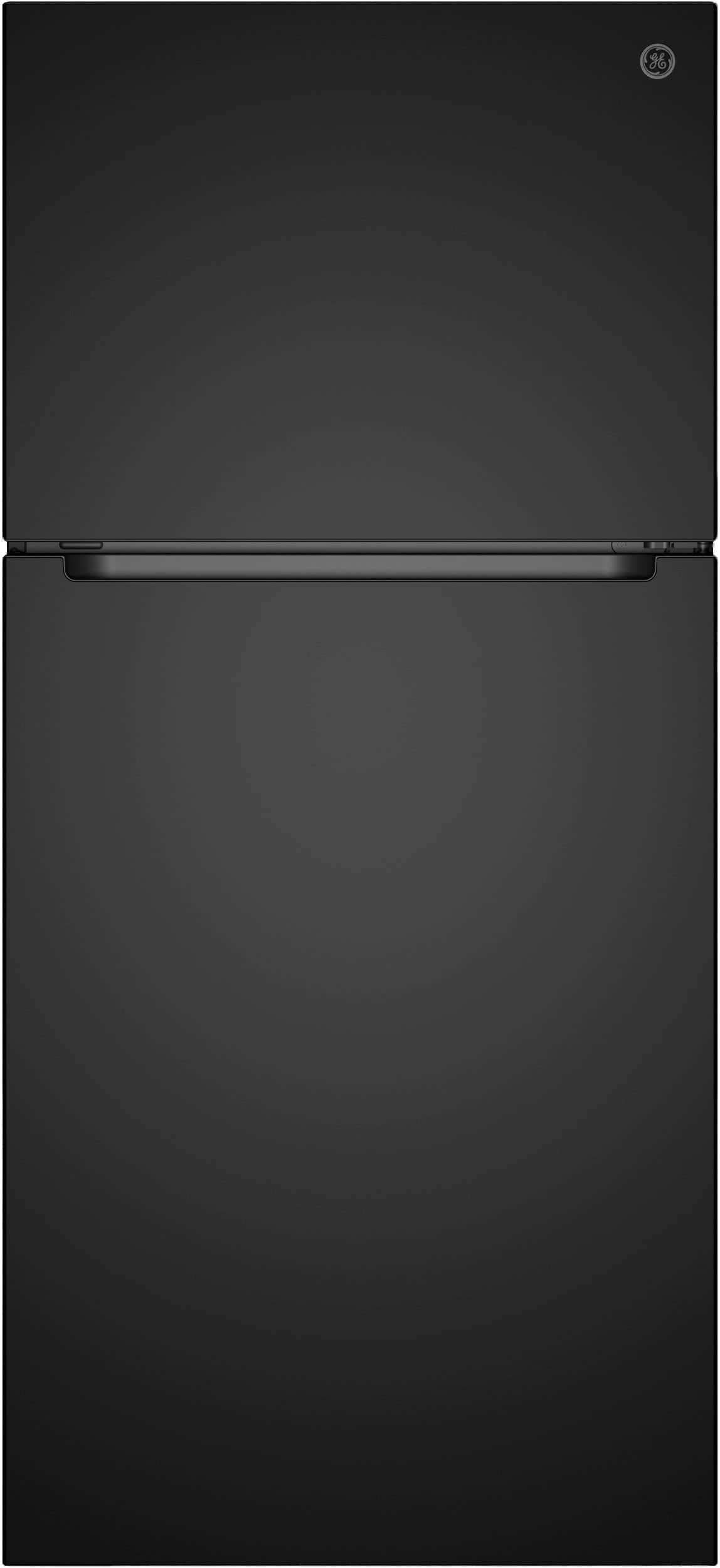 GE - 30 in. Wide 21 Cu. Ft. Freestanding Garage Ready Top Freezer Refrigerator with Bright LED Lighting - Black
