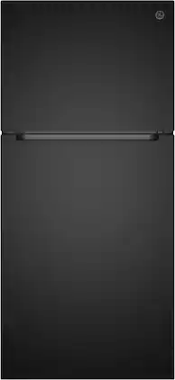 GE - 30 in. Wide 21 Cu. Ft. Freestanding Garage Ready Top Freezer Refrigerator with Bright LED Lighting - Black
