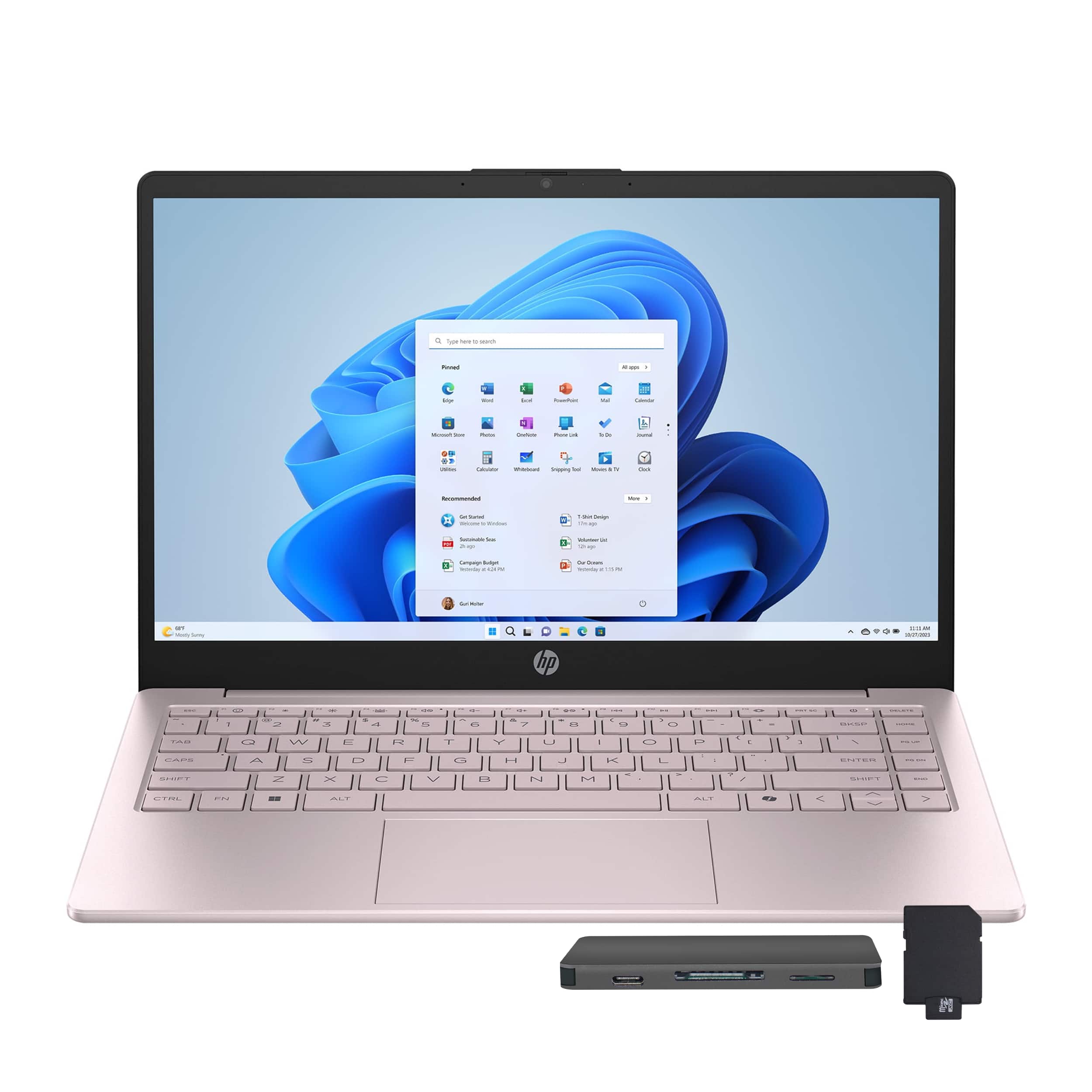 HP - Stream 14" HD Laptop,Intel Processor N150,32GB RAM,128GB UFS+160GB Dock Set,1 Year Office 365,Win 11s - Pink