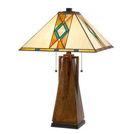 Manhattan Lane - Table Lamp with Tiffany Shade and Geometric Design - Multicolor
