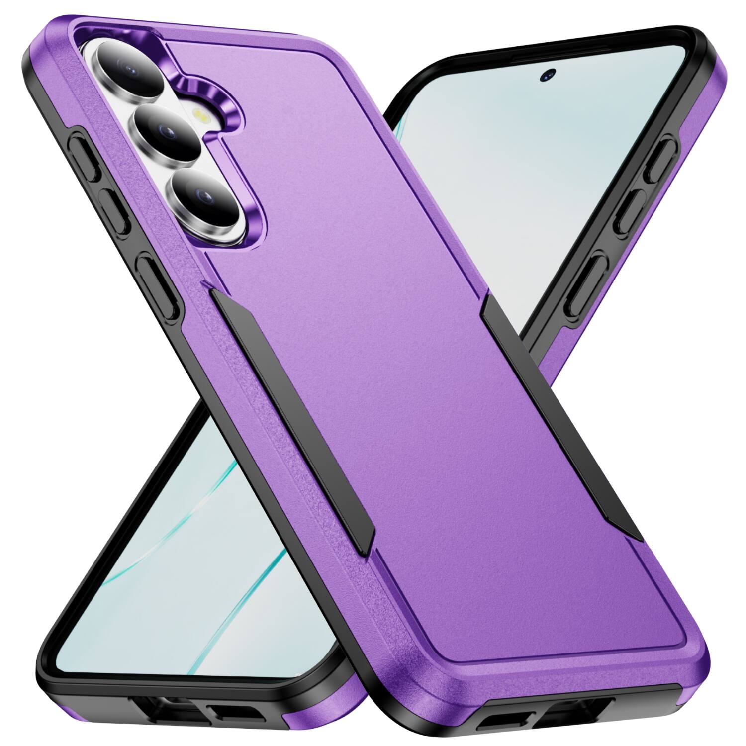 Front. UUCOVER - Shockproof Case for Samsung Galaxy A17 5G Soft TPU Inner Layer and Hard PC Outer Back Cover Double Layer Cover - Purple.
