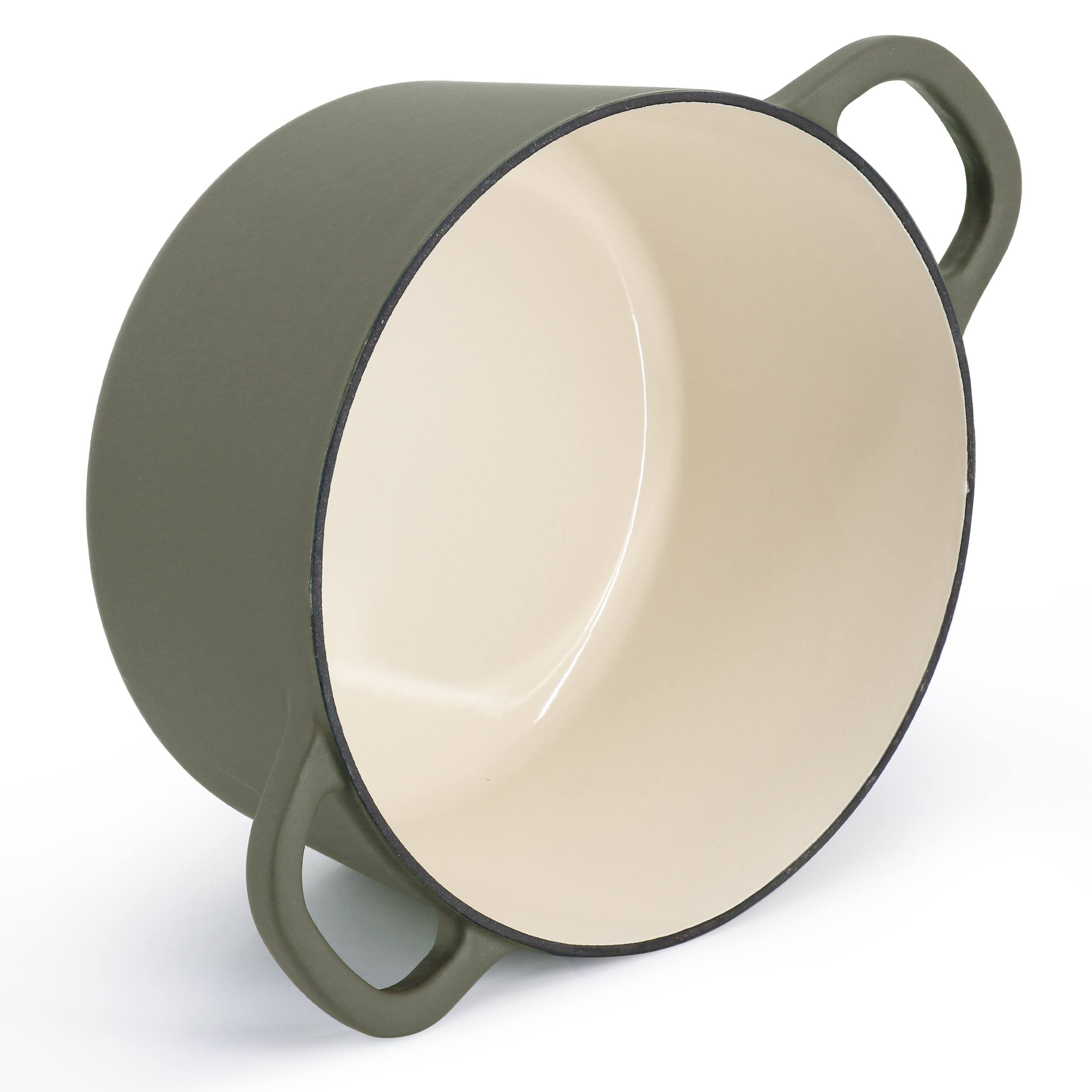 Alt View 2. Crockpot - Crockpot Artisan 5 Quart Enameled Cast Iron Dutch Oven in Matte Green - Matte Green.