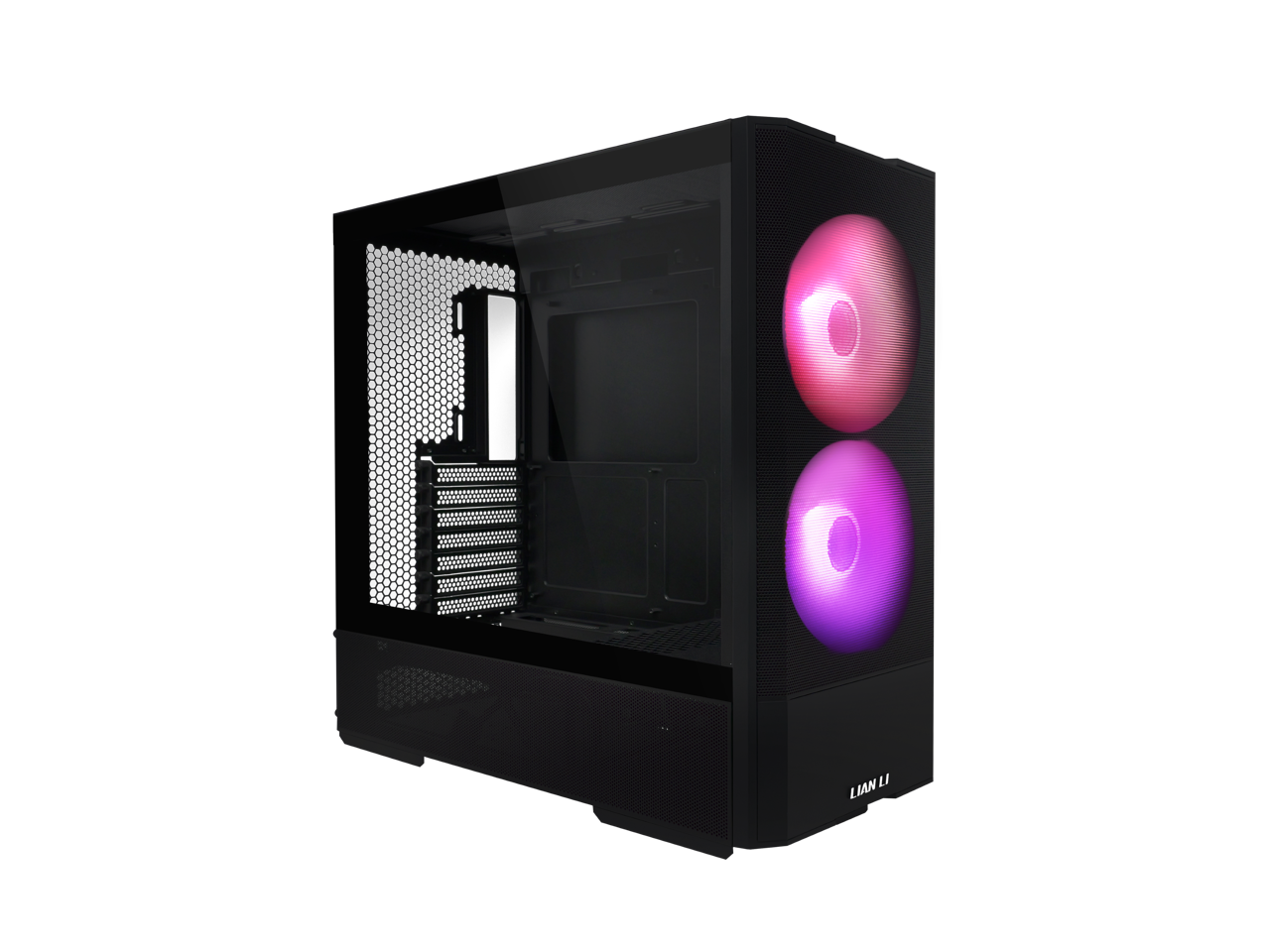 Front. Lian Li - LIAN LI LANCOOL 207RX ATX RGB Case, 2x140mm ARGB + 2x120mm PWM Fans, Tempered Glass (Black) - Black.
