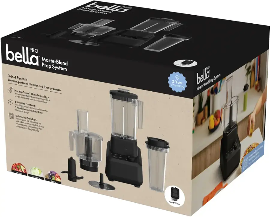 The text on the image reads: "Pep Masterblend bella System PRO PRO bella MasterBlend Prep System 3-in-1 Blender, System personal blender and food processor Sensor-controlled to optimize speed blades PrecisionSense Technology + ingredients 5 considerations blend Low, High, Puree, Food Chopper and dough functions: Dishwasher Safe Blending with YOIL 1 Parts Collar. blender blade and dough chopping dicing in one container - PRO 2-Year bella MasterBlend Prep System Warranty Ne d Ariri' aleghe 4 4  Sopion 2 2  Sopion 2 2  Sopion 2 2  Sopion 2 2  Sopion 2 2  Sopion 2 2  Sopion 2 2  Sopion 2 2  Sopion 2 2  Sopion 2 2  Sopion 2 2  Sopion 2 2  Sopion 2 2  Sopion 2 2  Sopion 2 2  Sopion 2 2  Sopion 2 2  Sopion 2 2  Sopion 2 2  Sopion 2 2  Sopion 2 2  Sopion 2 2  Sopion 2 2  Sopion 2 2  Sopion 2 2  Sopion 2 2  Sopion 2 2  Sopion 2 2  Sopion 2 2  Sopion 2 2  Sopion 2 2  Sopion 2 2  Sopion 2 2  Sopion 2 2  Sopion 2 2  Sopion 2 2  Sopion 2 2  Sopion 2 2  Sopion 2 2  Sopion 2 2  Sopion 2 2  Sopion 2 2  Sopion 2 2  Sopion 2 2  Sopion 2 2  Sopion