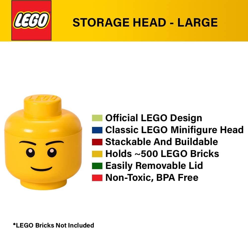 **LEGO STORAGE HEAD - LARGE**

- Official LEGO Design
- Classic LEGO Minifigure Head
- Stackable And Buildable
- Holds ~500 LEGO Bricks
- Easily Removable Lid
- Non-Toxic, BPA Free

*LEGO Bricks Not Included