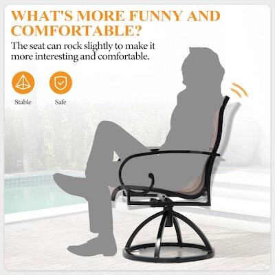 WHAT'S MORE FUNNY AND COMFORTABLE?  
The seat can rock slightly to make it more interesting and comfortable.  
Stable  
Safe