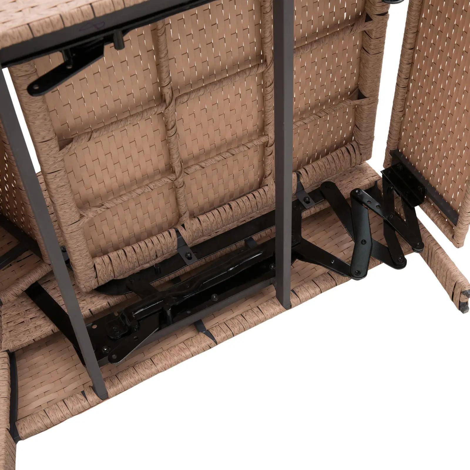 Back. Resenkos - Resenkos Patio Recliner, Outdoor Reclining Chair with Flip-Up Side Table, All-Weather Wicker Metal Frame Chaise, Beige - Beige.