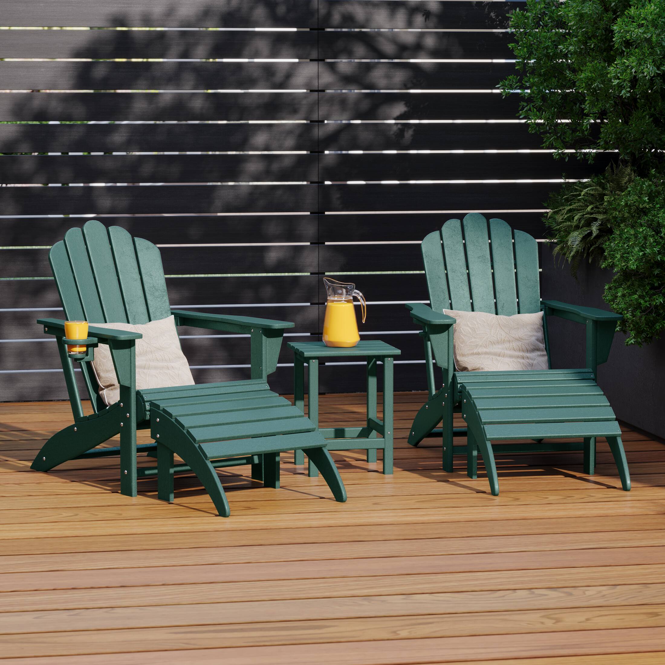 Angle. WestinTrends - WestinTrends Highland 5-Piece Adirondack Chair with Folding Ottoman and Table Set - Dark Green.