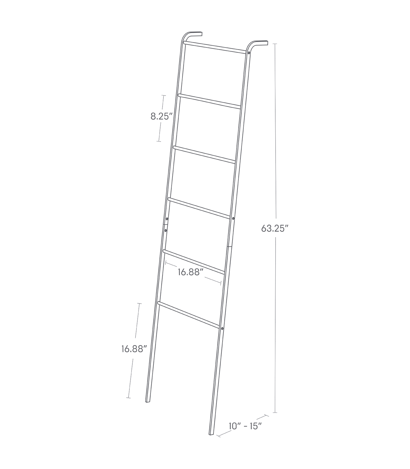 Left. Yamazaki Home - Leaning Storage Ladder (63" H)  - Steel - Black.