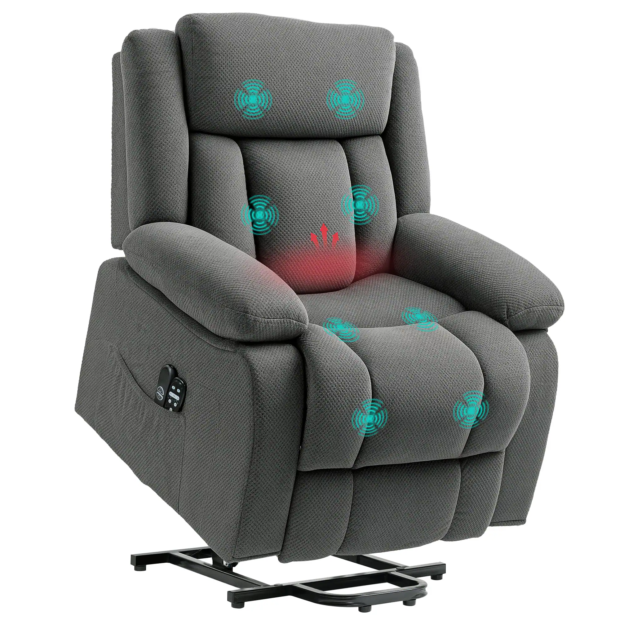 Front. Homcom - Power Lift Recliner Chair for Elderly with Massage and Heat, Electric Lift Chair, Fabric Massage Chair Recliner - Gray.