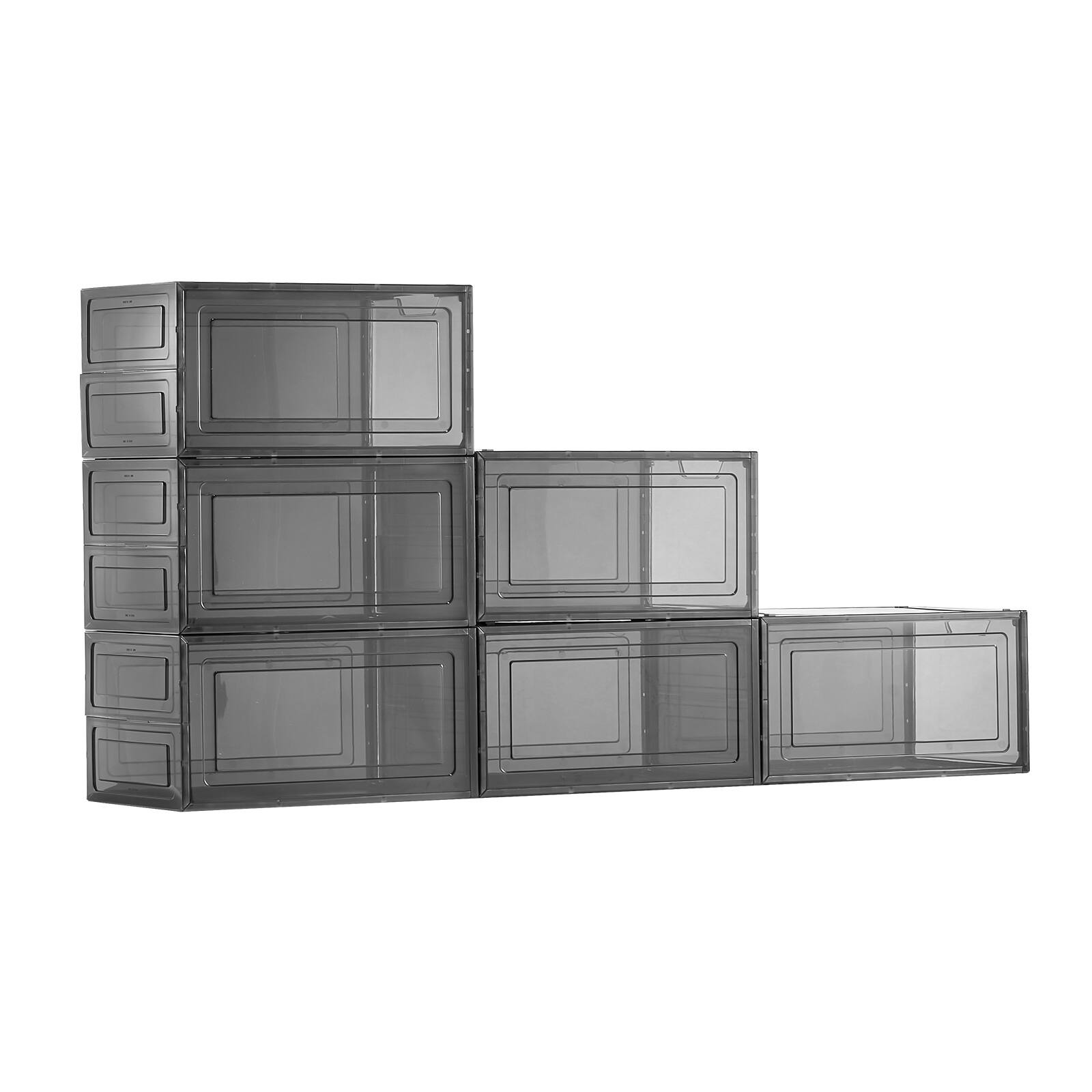 Alt View 5. VEVOR - Shoe Storage Boxes, 6 Pack Clear Stackable Shoe Boxes Storage Organizers with Magnetic Door, Fit up to US Size 13 - Transparent Black.