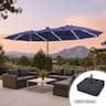 Crestlive Products - 15 x 9 FT Solar Light Double-Sided Patio Outdoor Umbrella Tilting Waterproof Metal Pole Base Included - navy blue