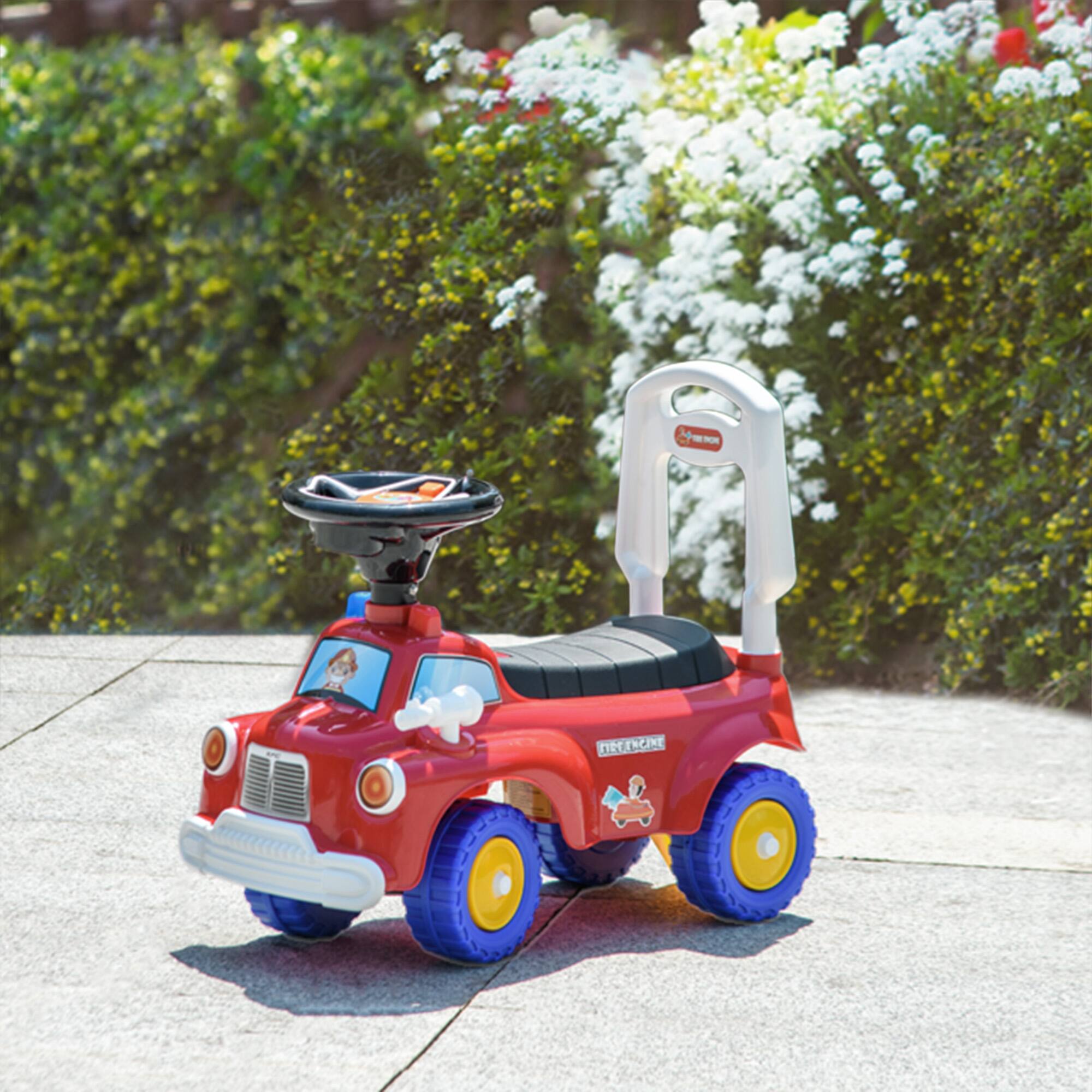 Alt View 1. Qaba - Ride on Fire Truck with Music, Horn, Under Seat Storage.