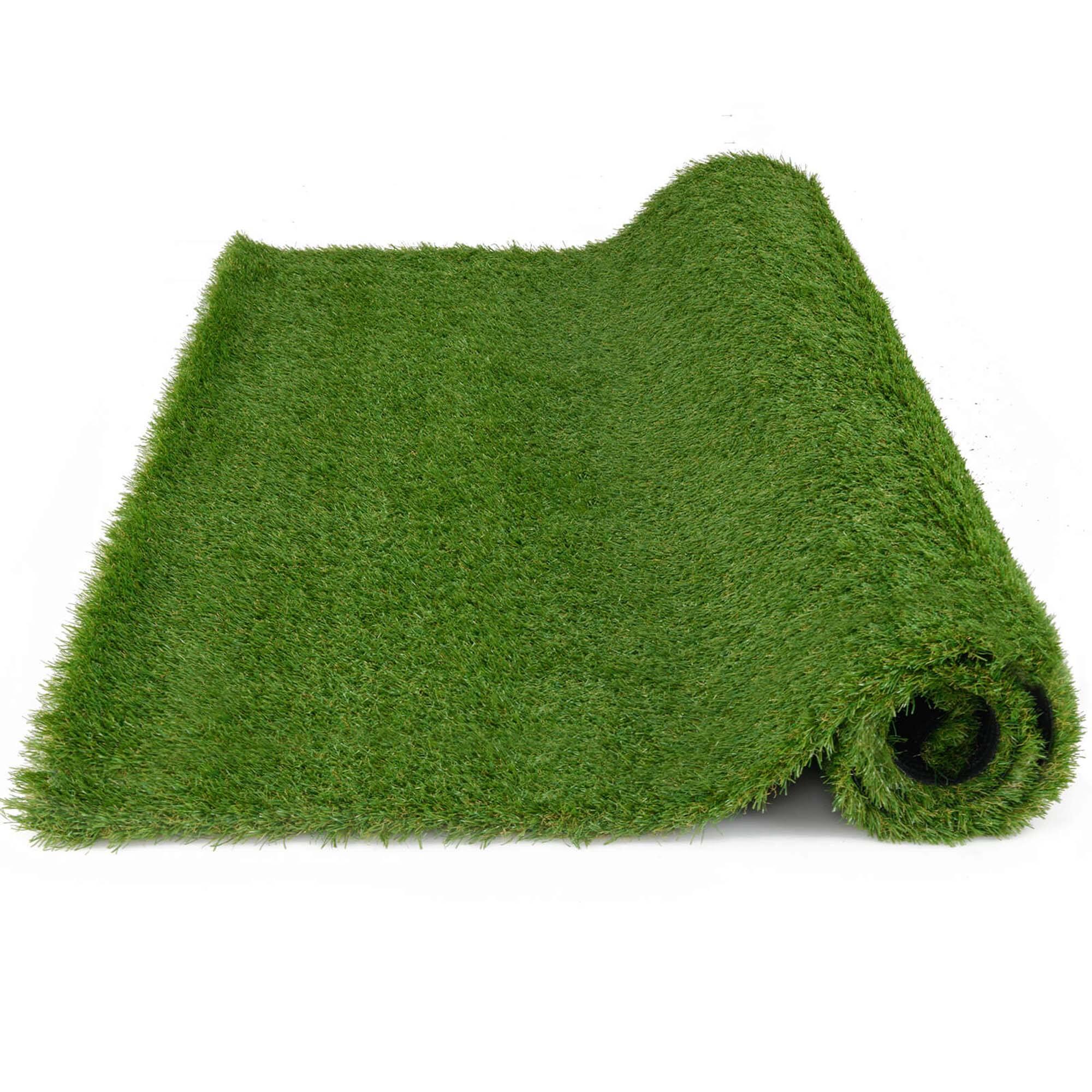 Costway - 5 x 8 FT Artificial Grass Turf with Drainage Holes Nonslip Bottom 60 OZ Heavy - Green