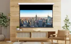 Screen Innovations - Short Throw Motorized - 100" - Drop Down ALR Ultra Short Throw Projector Screen - White - Front_Zoom