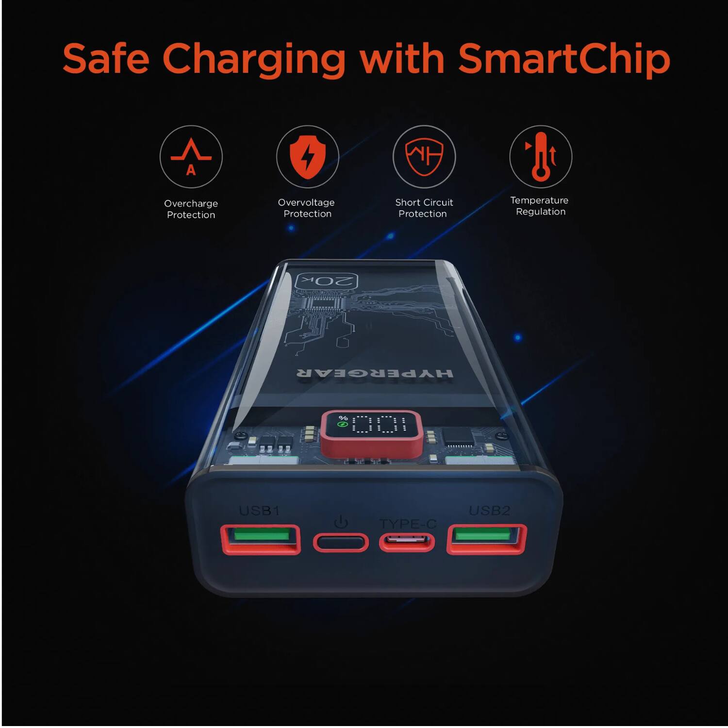 Back. Stock Preferred - ClearCharge XL 20000mAh Transparent Power Bank.