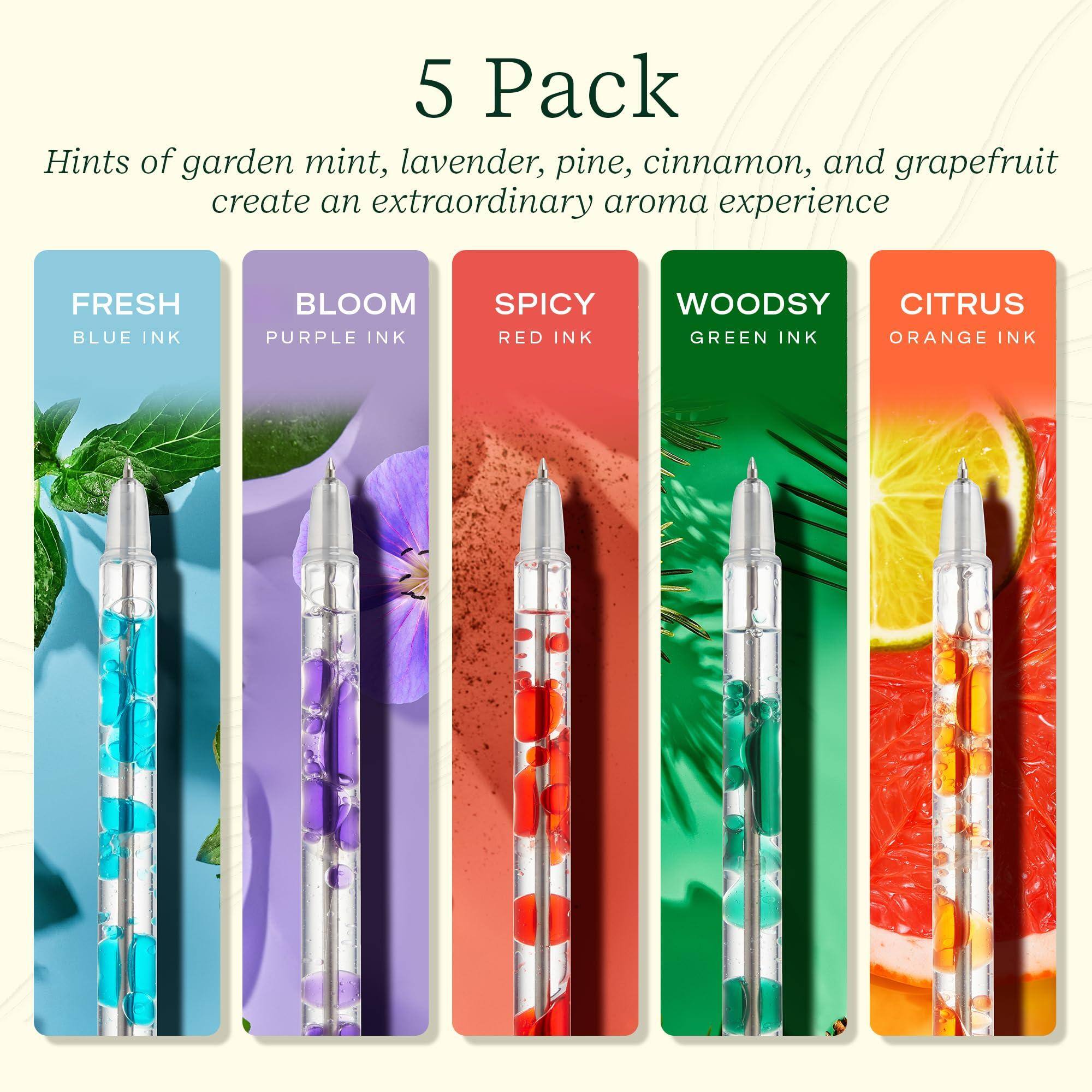 5 Pack

Hints of garden mint, lavender, pine, cinnamon, and grapefruit create an extraordinary aroma experience

FRESH BLUE INK  
BLOOM PURPLE INK  
SPICY RED INK  
WOODSY GREEN INK  
CITRUS ORANGE INK