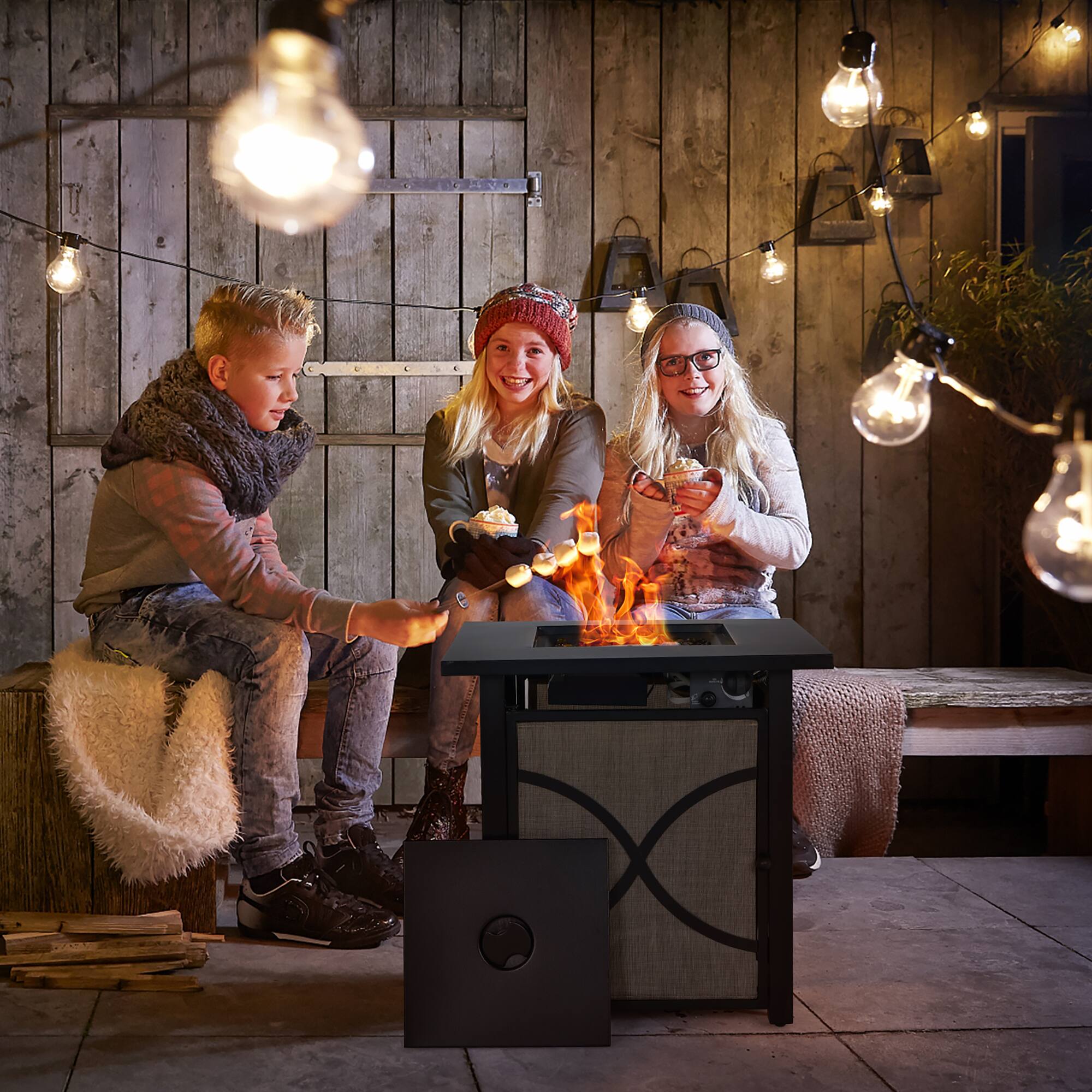 Alt View 2. Costway - Costway 25" Gas Fire Pit Table 40,000 BTU Propane Fire Pit Table w/ CSA Certification - Black,Coffee.