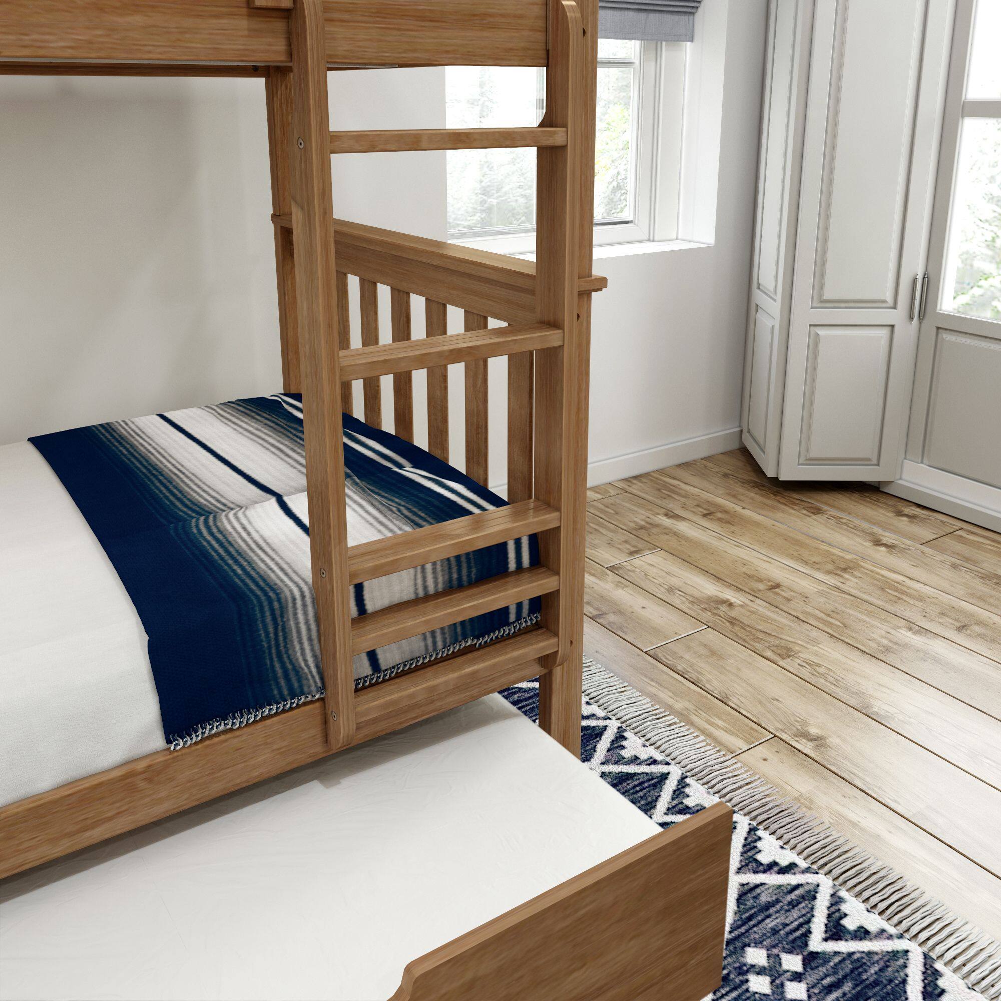 Alt View 3. Plank+Beam - Classic Twin over Twin Bunk Bed Bed with Trundle, Pecan - Pecan.