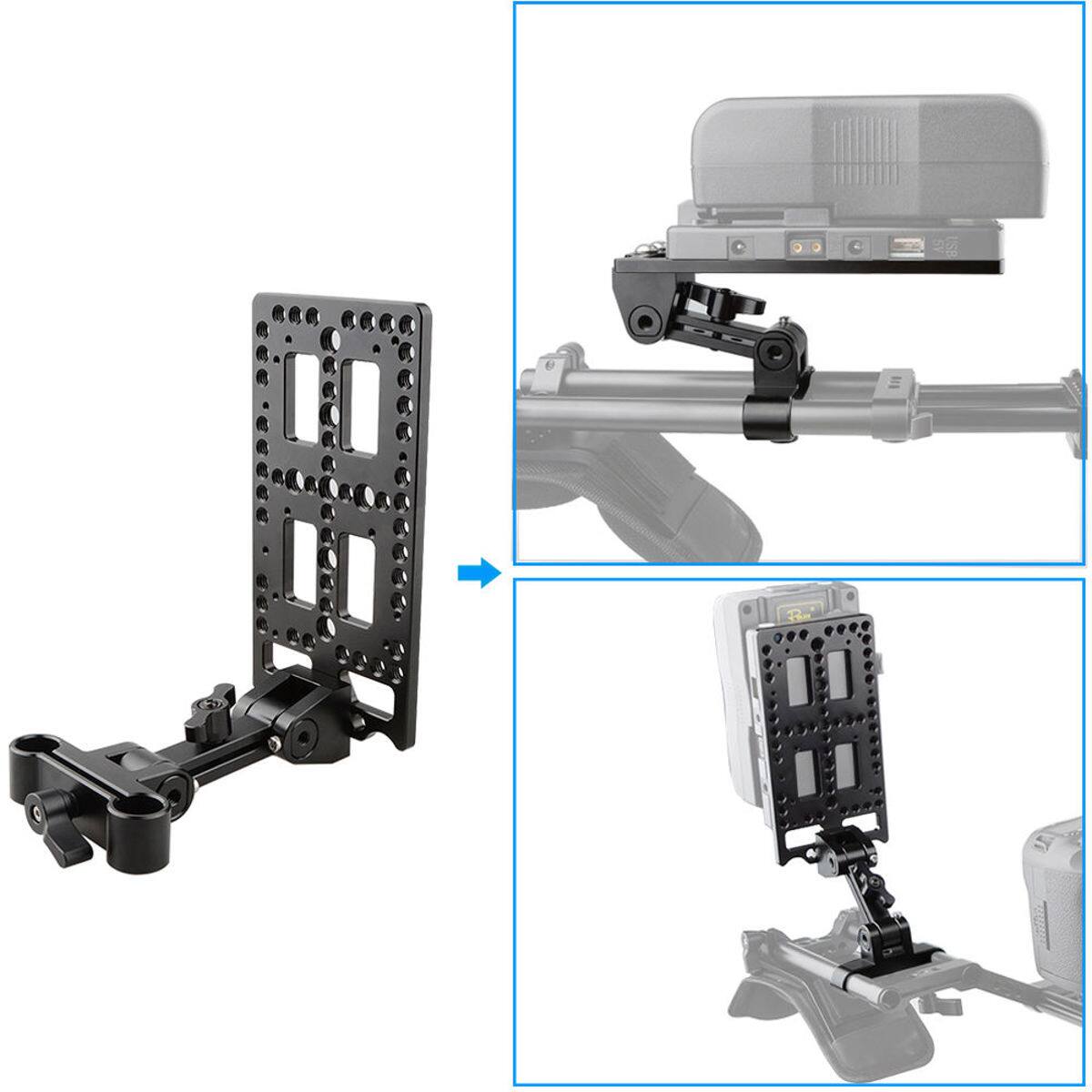 Alt View 4. CAMVATE - CAMVATE Adjustable Battery Support w/Cheese Plate for 15mm Railblock System.