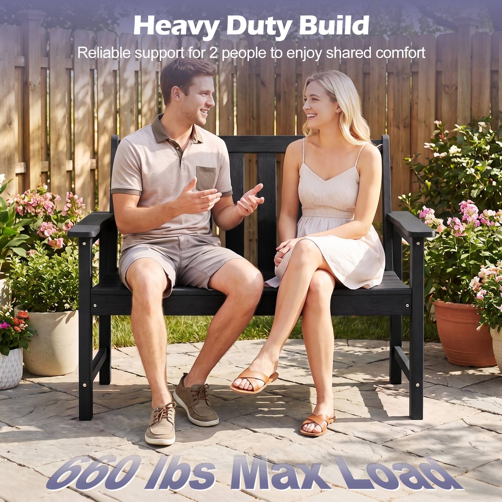 Heavy Duty Build  
Reliable support for 2 people to enjoy shared comfort  
660 lbs Max Load
