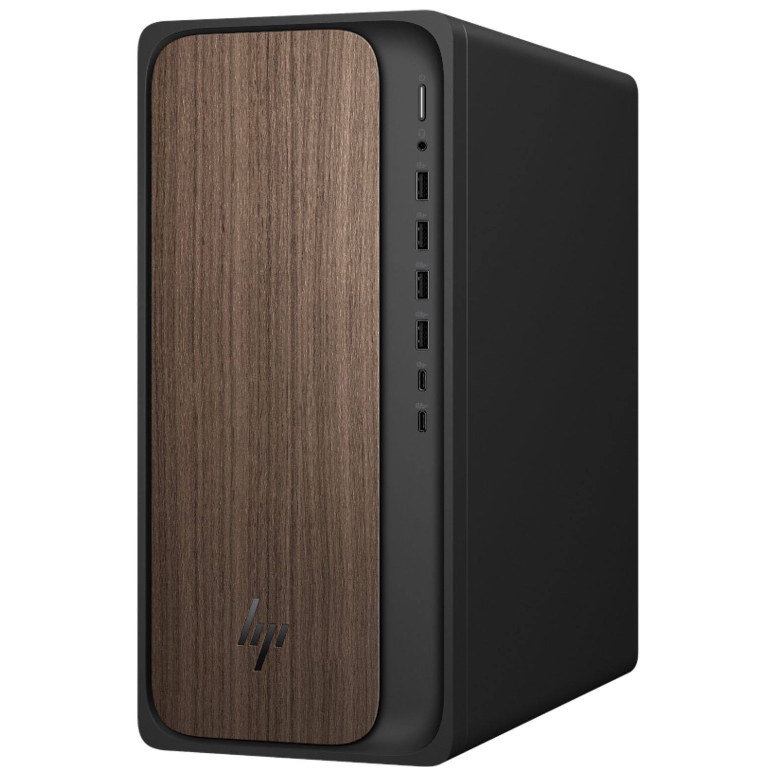 Alt View 1. HP - OmniDesk M03-0000t Intel Core Ultra 5 225U 1.5 GHz up to 4.8 GHz 16GB DDR5 1TB SSD Windows 11 Home - Dark Wood.