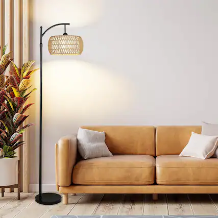 Front. Akoasm - Arc Floor Lamp with Remote Control, Dimmable LED Floor Lamp for Living Room Bedroom.