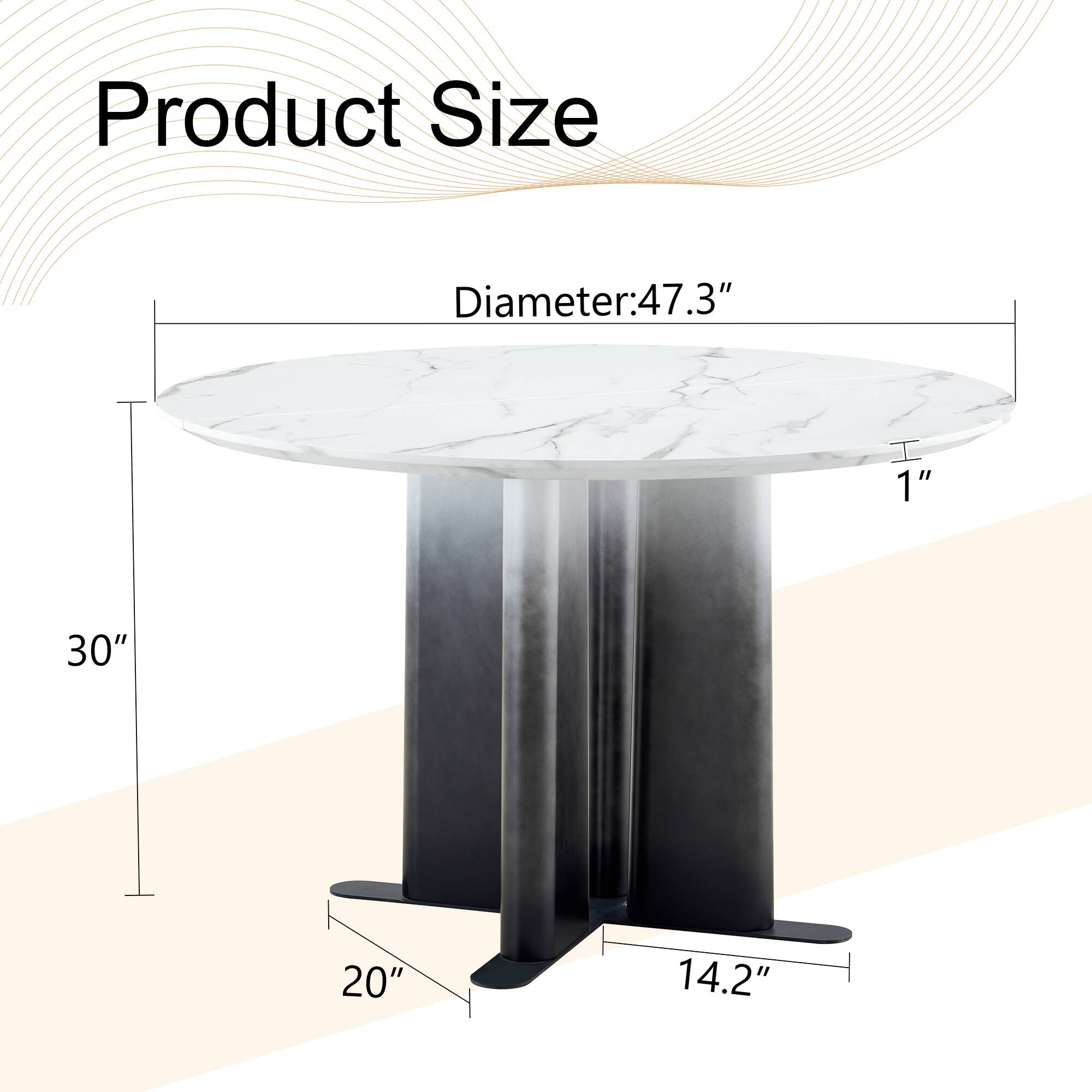 Product Size  
Diameter: 47.3"  
Height: 30"  
Width: 20"  
Depth: 14.2"