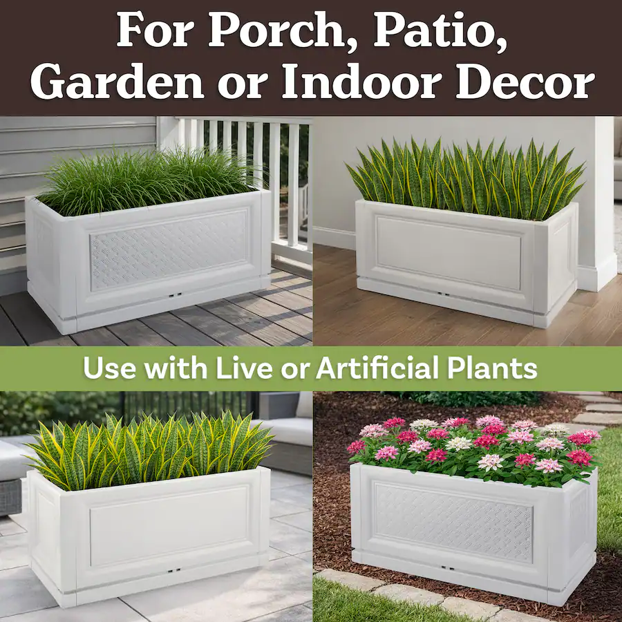 Pure Garden 2 Pack Large Planters for Outdoor Plants 15.75x31.5in ...