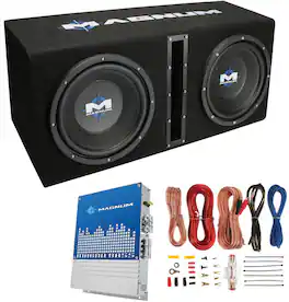 MTX - Magnum MB210SP 10" 400W RMS Dual Car Loaded Subwoofer Box with Wiring Kit - Black
