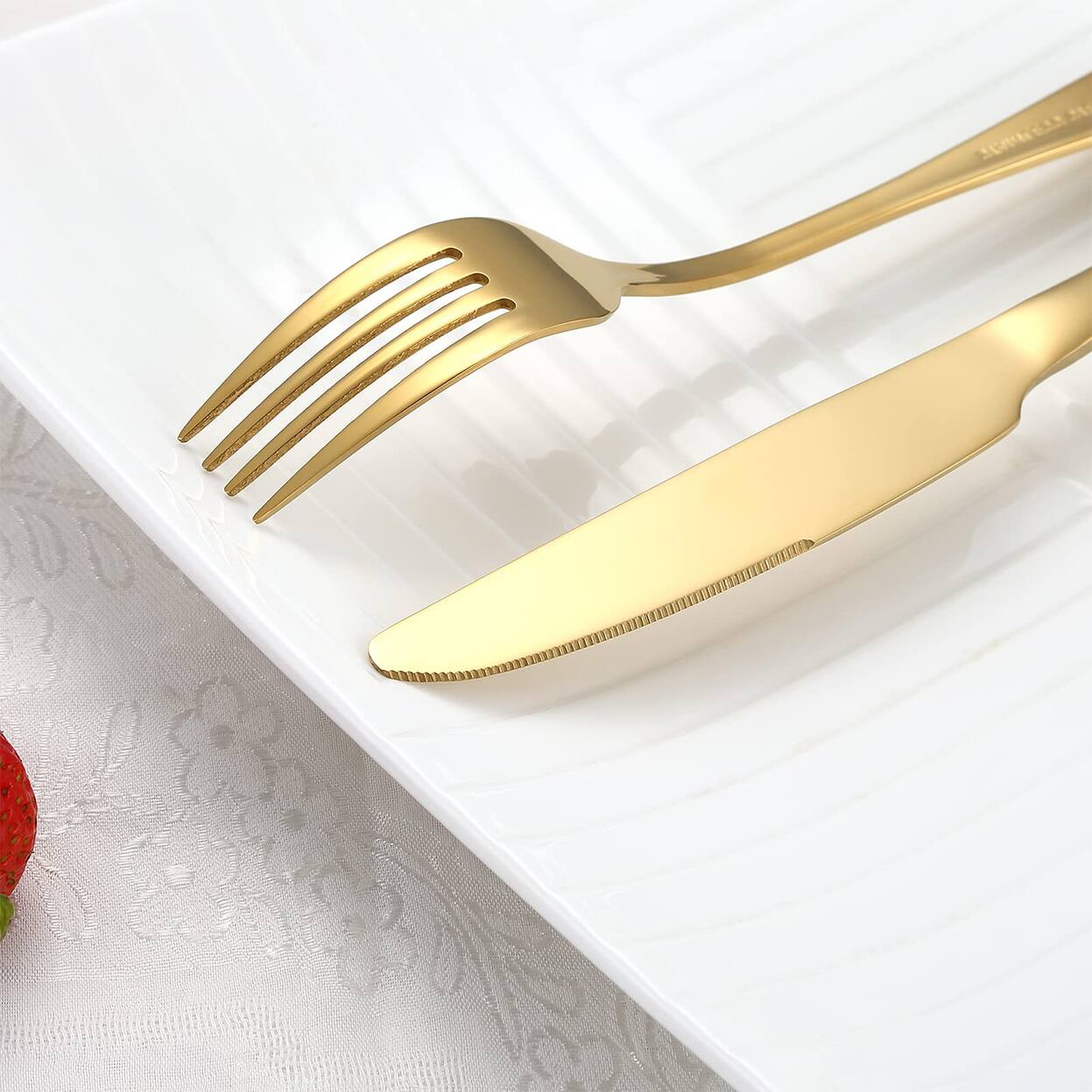 Alt View 1. Dazzed Corner - Silverware Set for 8, 40-Piece Gold Flatware Set Stainless Steel Cutlery Kitchen Utensil Set - Gold.