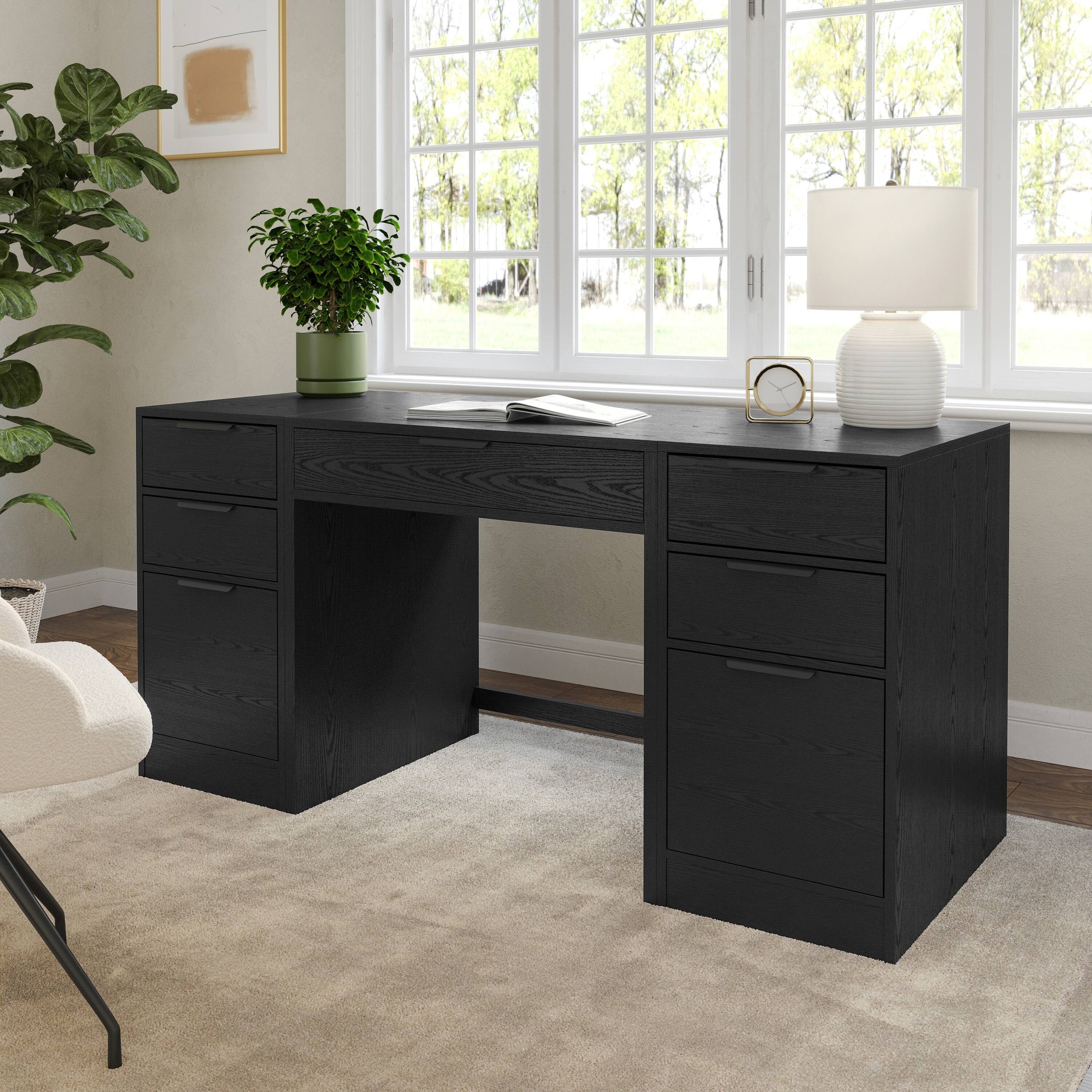 Alt View 1. Martha Stewart - Kayden Modular 1 Drawer Desk & Dual 3 Drawer File Cabinets - Black.