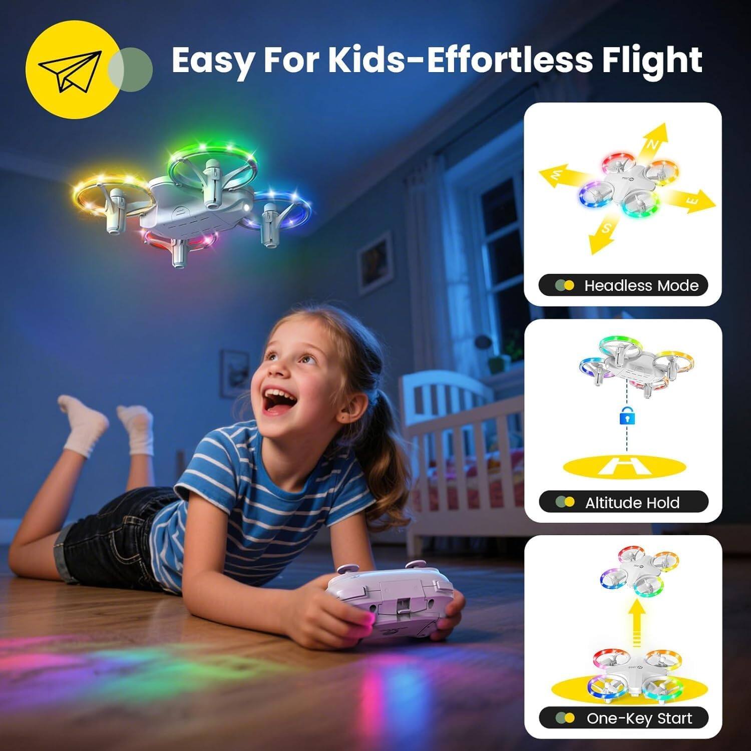 Easy For Kids-Effortless Flight

Headless Mode

Altitude Hold

One-Key Start