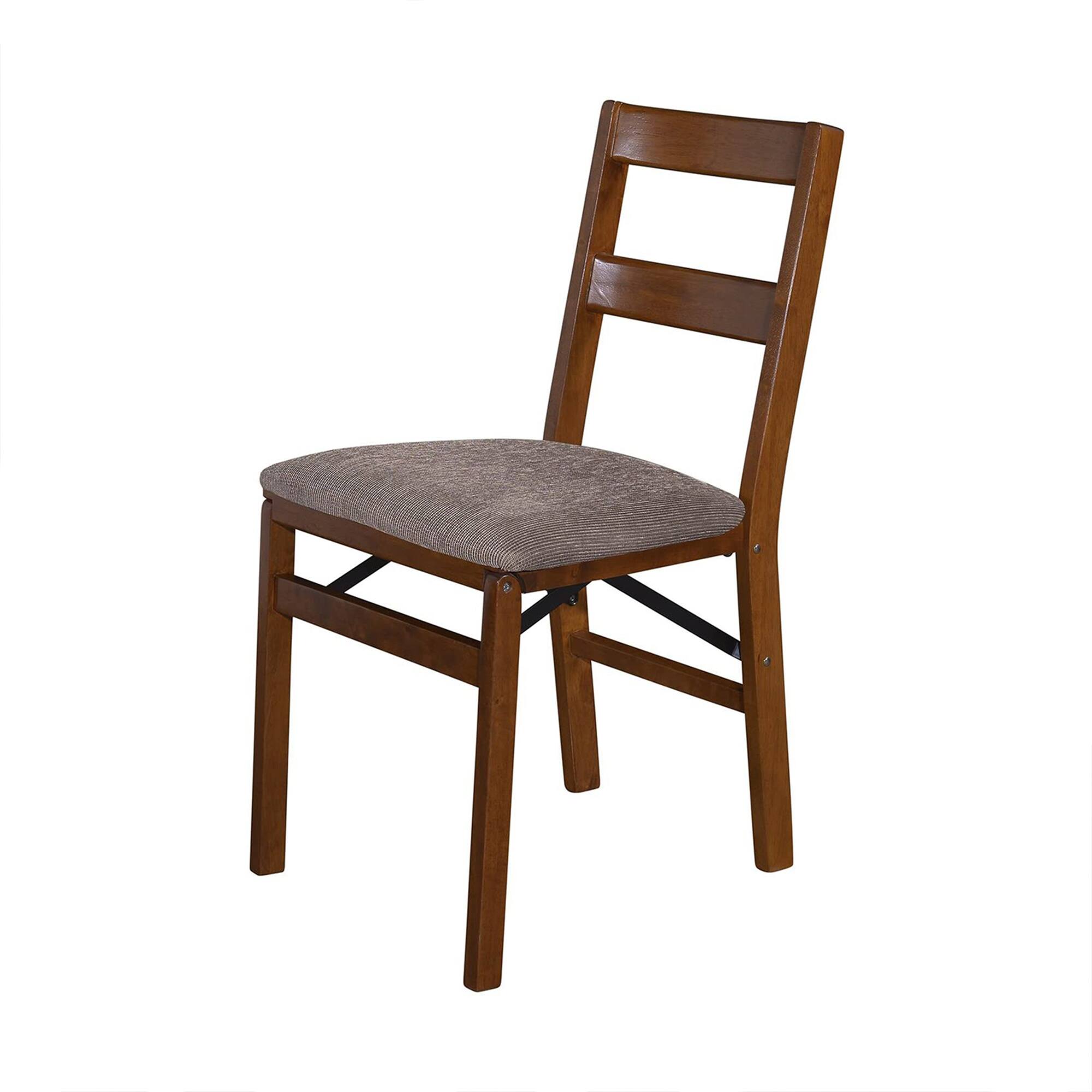 Alt View 10. Stakmore - Stakmore Slat Back Folding Chair, Fruitwood Frame with Colton Fabric (Set of 2) - Fruitwood Finish.