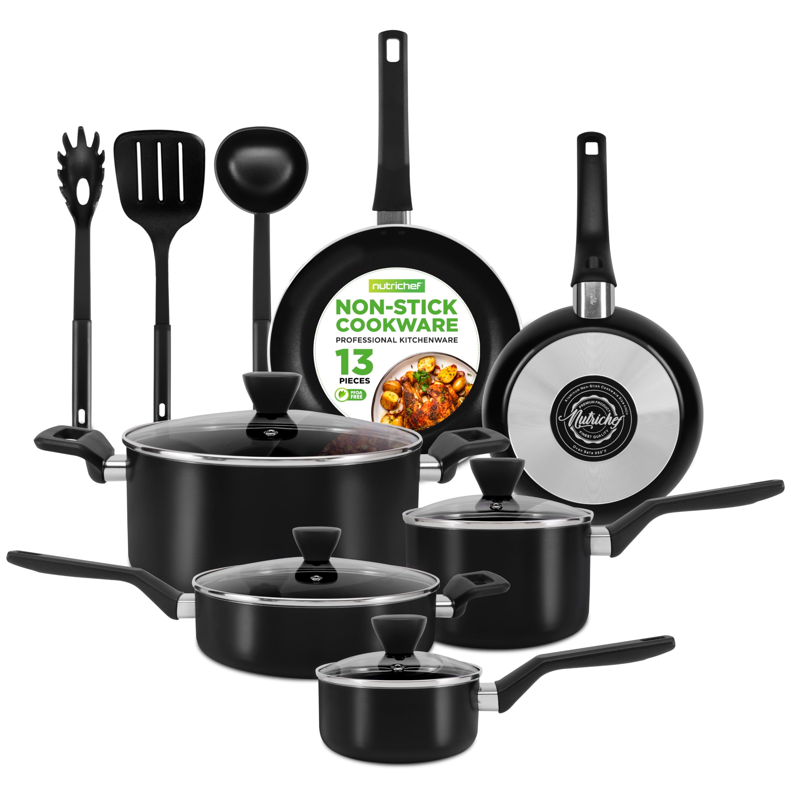 NutriChef - 13-Piece Nonstick Cookware - Heat
