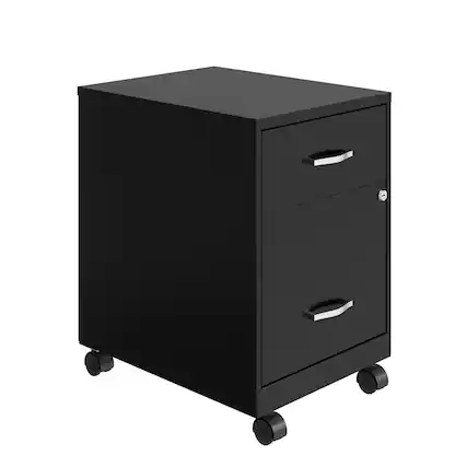 Front. Space Solutions - Space Solutions 18" Deep 2 Drawer Letter Width Mobile Vertical File Cabinet with Accessory Drawer, Black - Black.