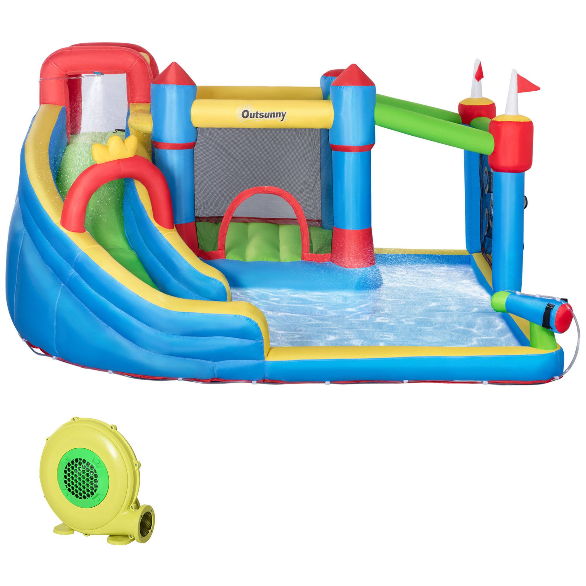 Alt View 6. Loheer - Loheer 6-in-1 Inflatable Bounce House Kids Water Slide with Blower, Climbing Wall, Water Cannon, Outdoor Water Park.
